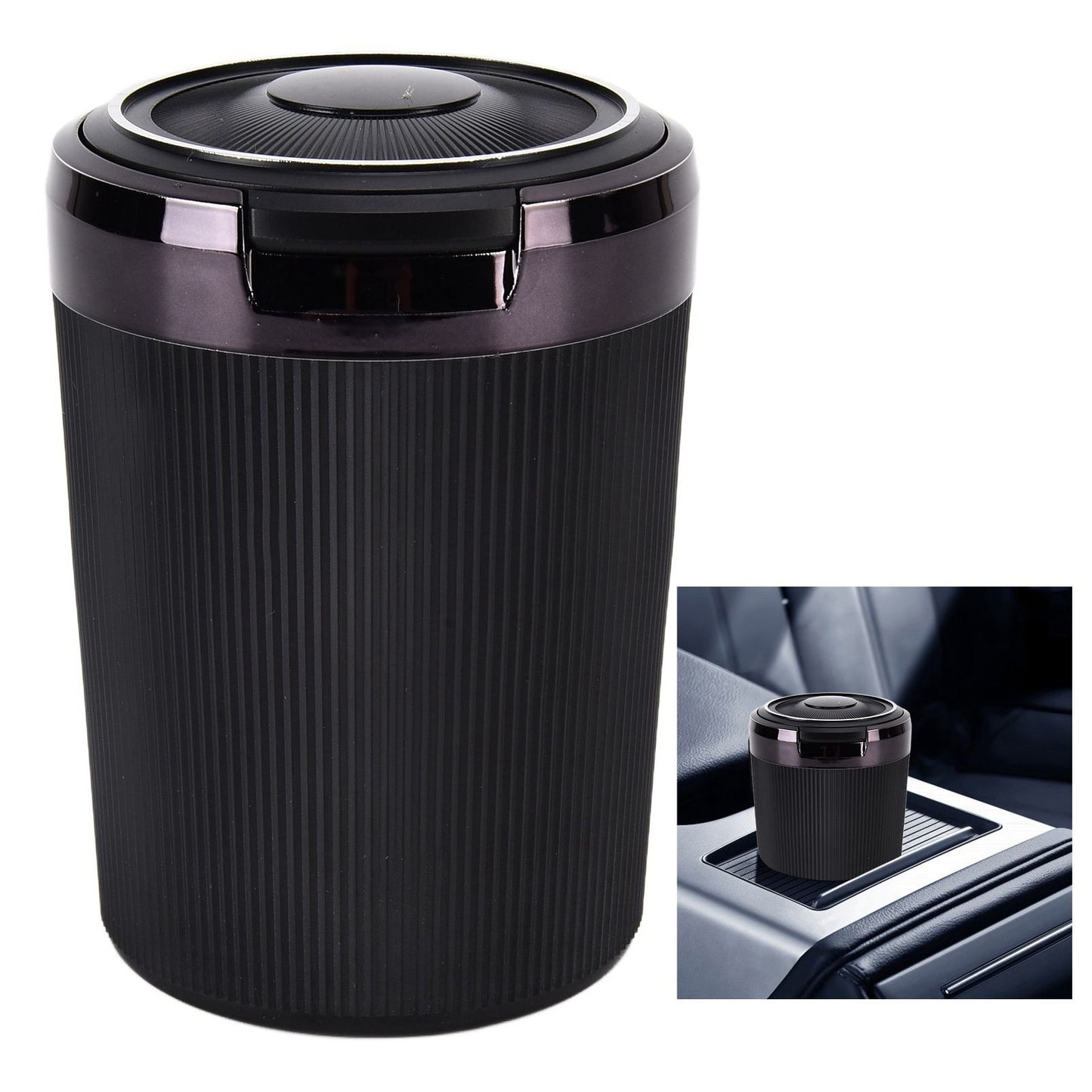 LED Car Ashtray with Lid 3W Portable Automobile Ashtray Car Cigarette Ashtray for Home OfficeBlack