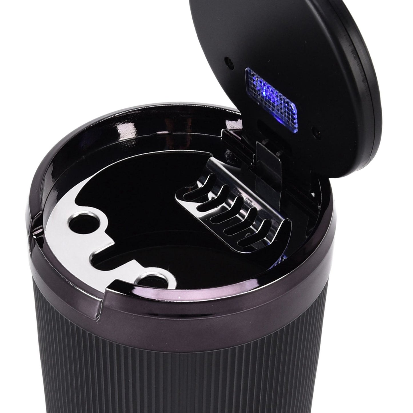 LED Car Ashtray with Lid 3W Portable Automobile Ashtray Car Cigarette Ashtray for Home OfficeBlack