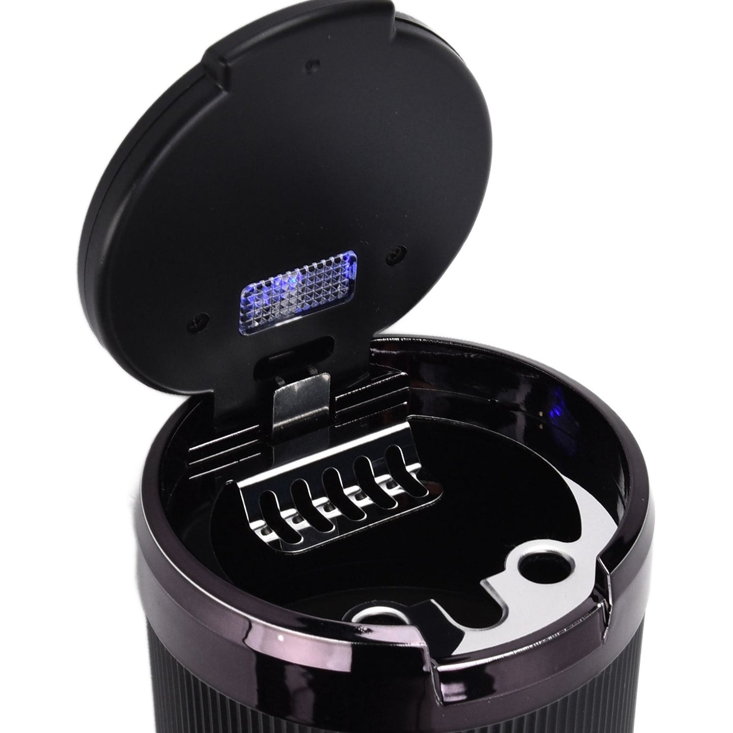 LED Car Ashtray with Lid 3W Portable Automobile Ashtray Car Cigarette Ashtray for Home OfficeBlack
