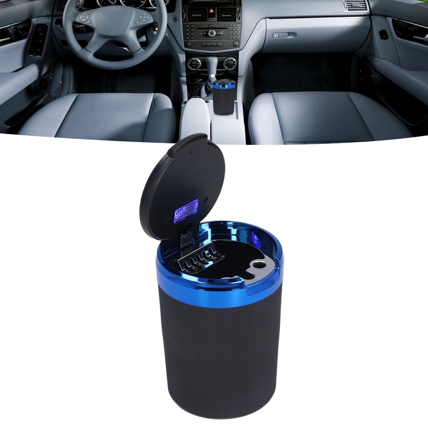 3W Luminous Car Ashtray with LED Light Lid Fireproof Smokeless Cigarette Ashtray for Home OfficeBlue