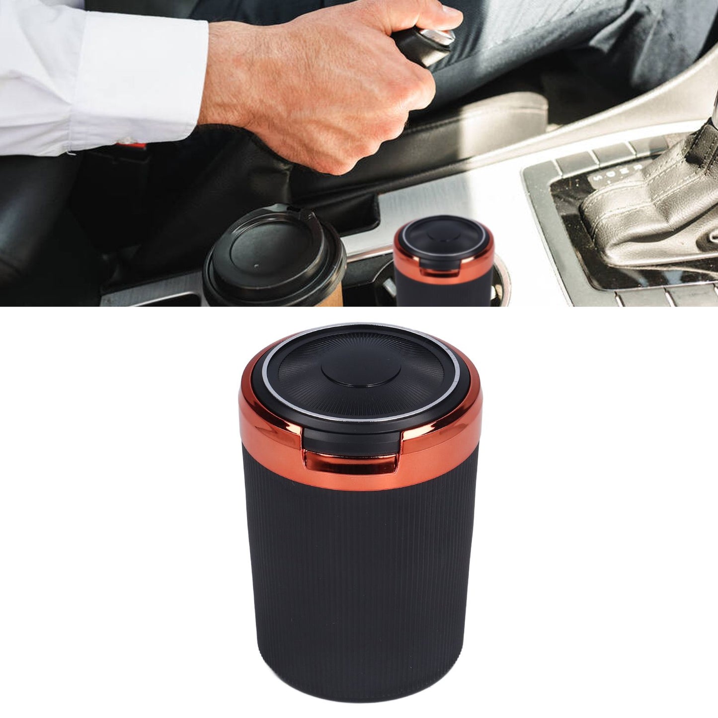 3W Luminous Car Ashtray with LED Light Lid Fireproof Smokeless Cigarette Ashtray for Home OfficeOrange