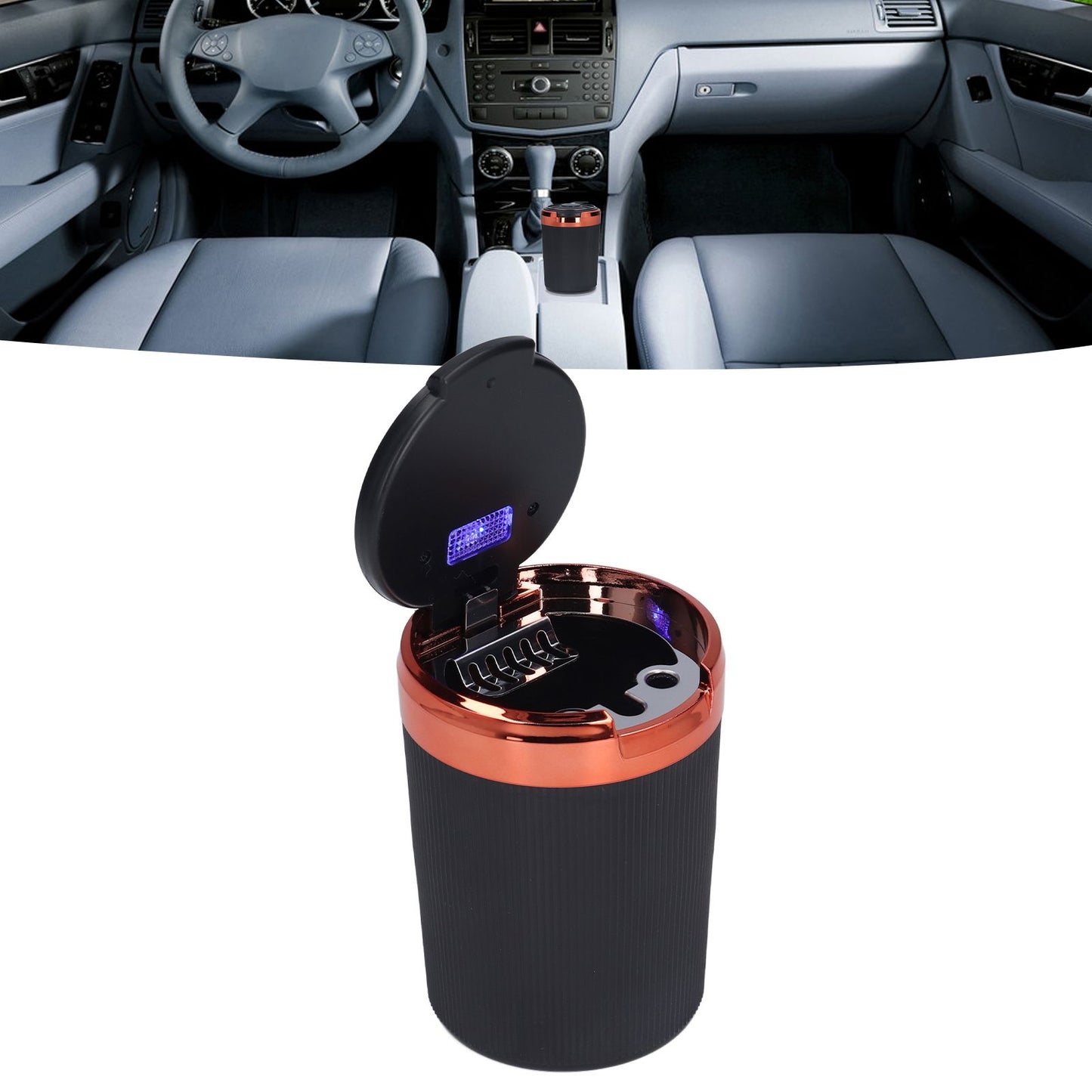 3W Luminous Car Ashtray with LED Light Lid Fireproof Smokeless Cigarette Ashtray for Home OfficeOrange