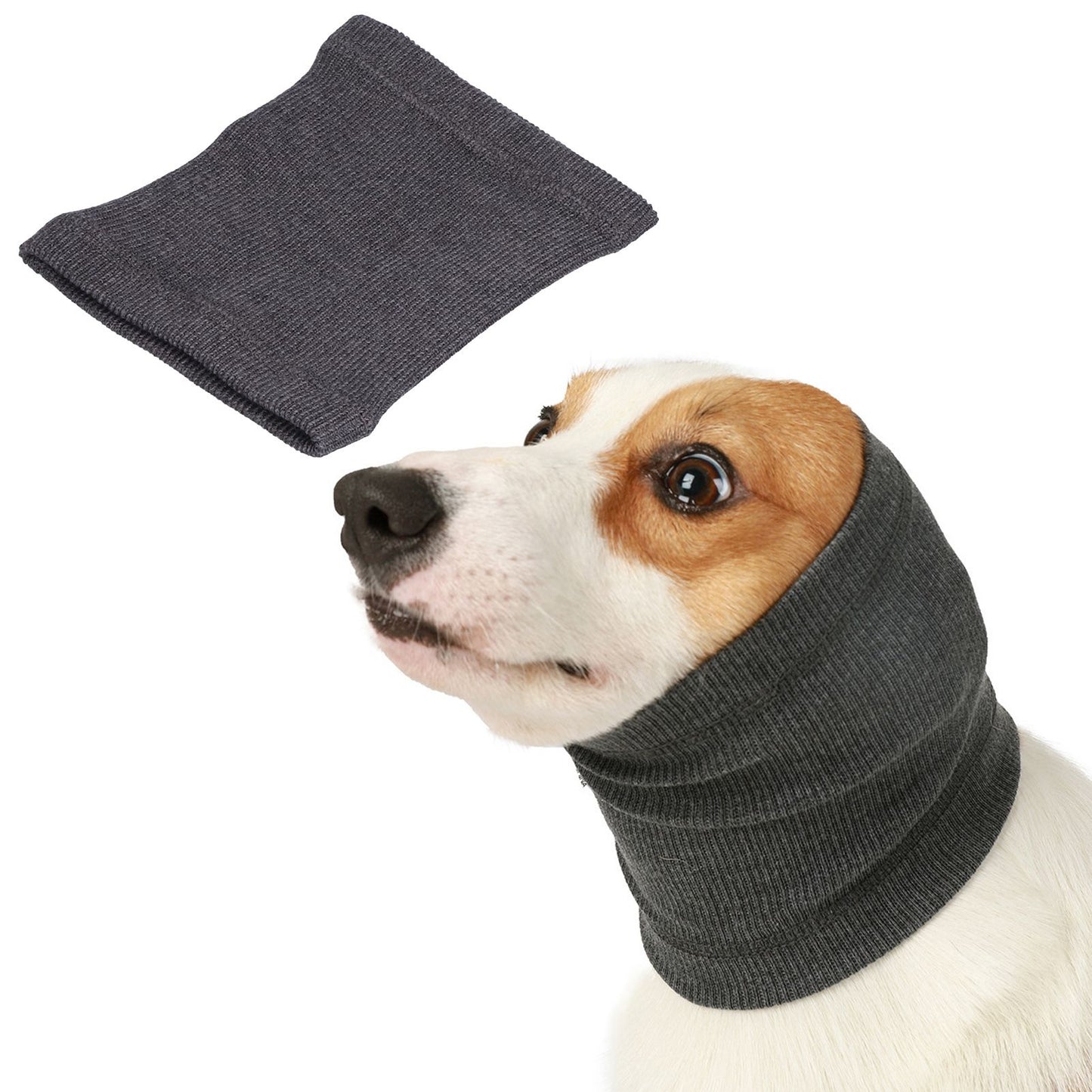 Dog Ears Cover Freeze Proof Elastic Polyester Puppy Neck Ear Warmer Hood Earmuffs for Winter Dog GroomingGrey S