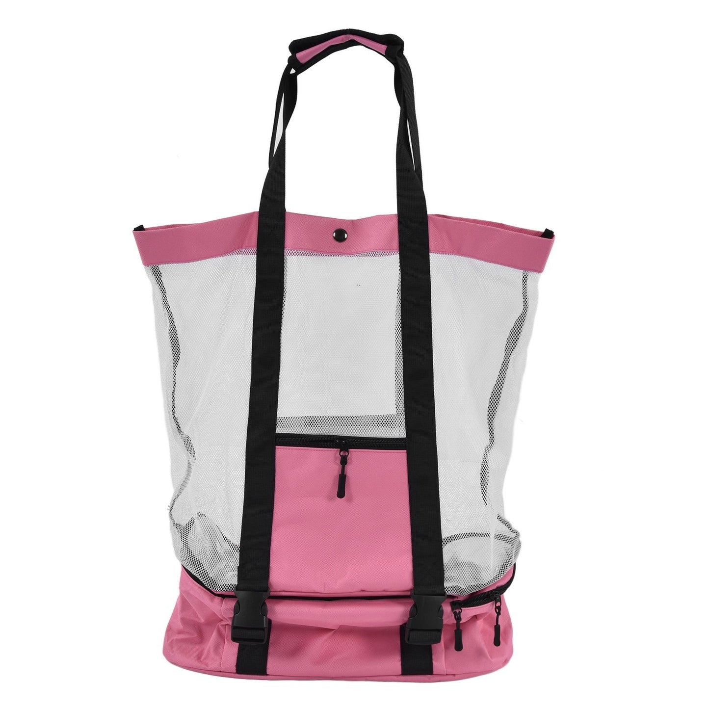Beach Bags Mesh Cotton Oversized Storage Tote Bags for Beach Picnic Barbecue Camping Pink