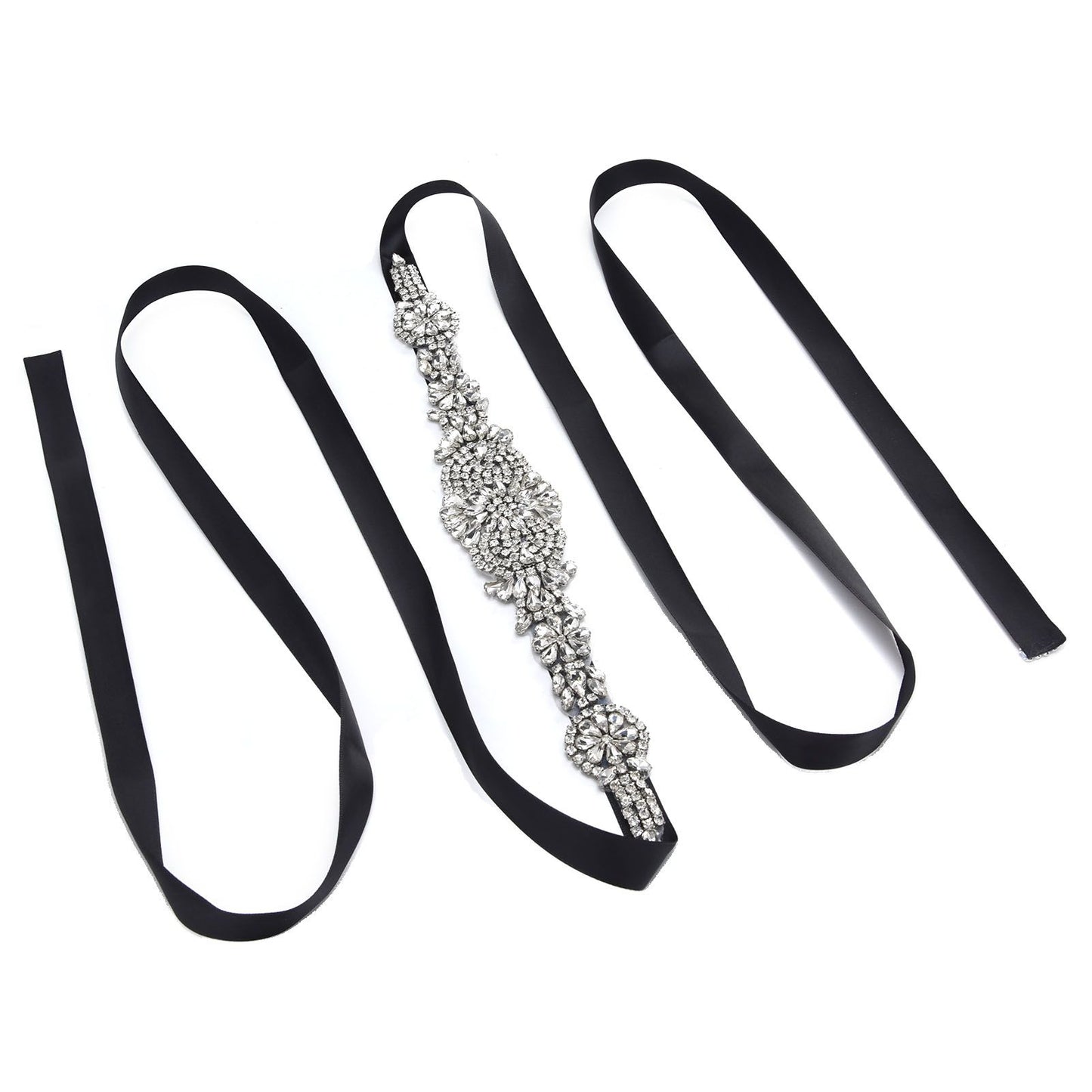 Rhinestone Wedding Dress Belt Elegant Waistbelt Clothes Accessories for Bride BridesmaidBlack