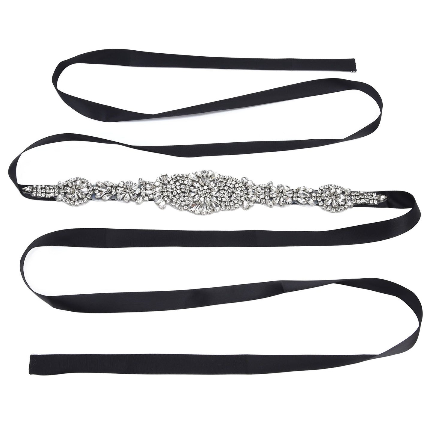 Rhinestone Wedding Dress Belt Elegant Waistbelt Clothes Accessories for Bride BridesmaidBlack