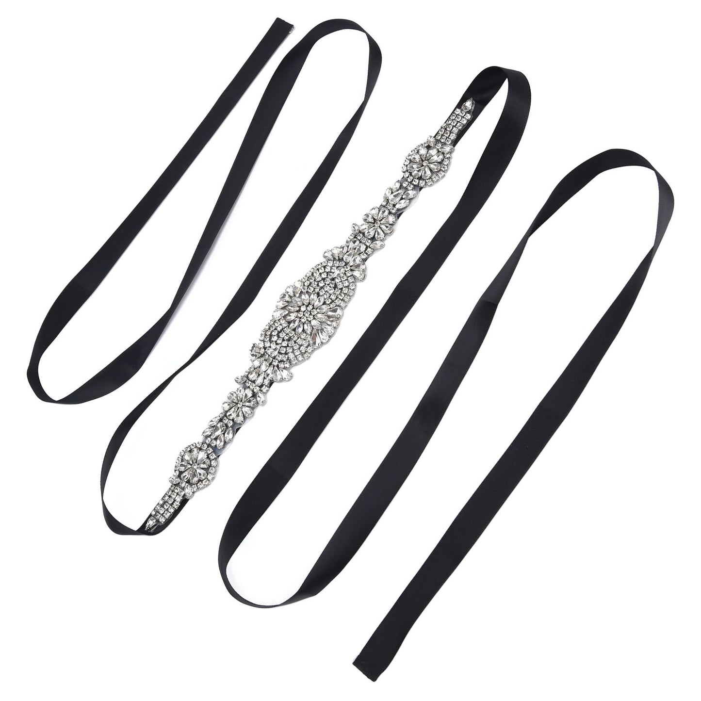Rhinestone Wedding Dress Belt Elegant Waistbelt Clothes Accessories for Bride BridesmaidBlack