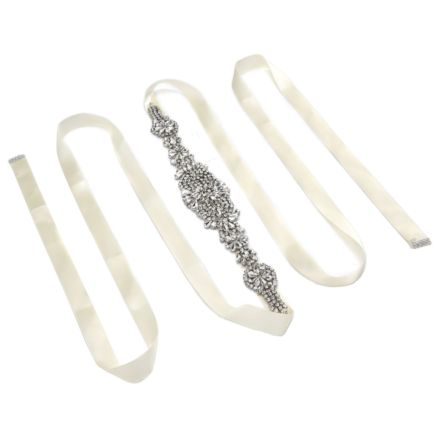 Rhinestone Wedding Dress Belt Elegant Waistbelt Clothes Accessories for Bride BridesmaidWhite