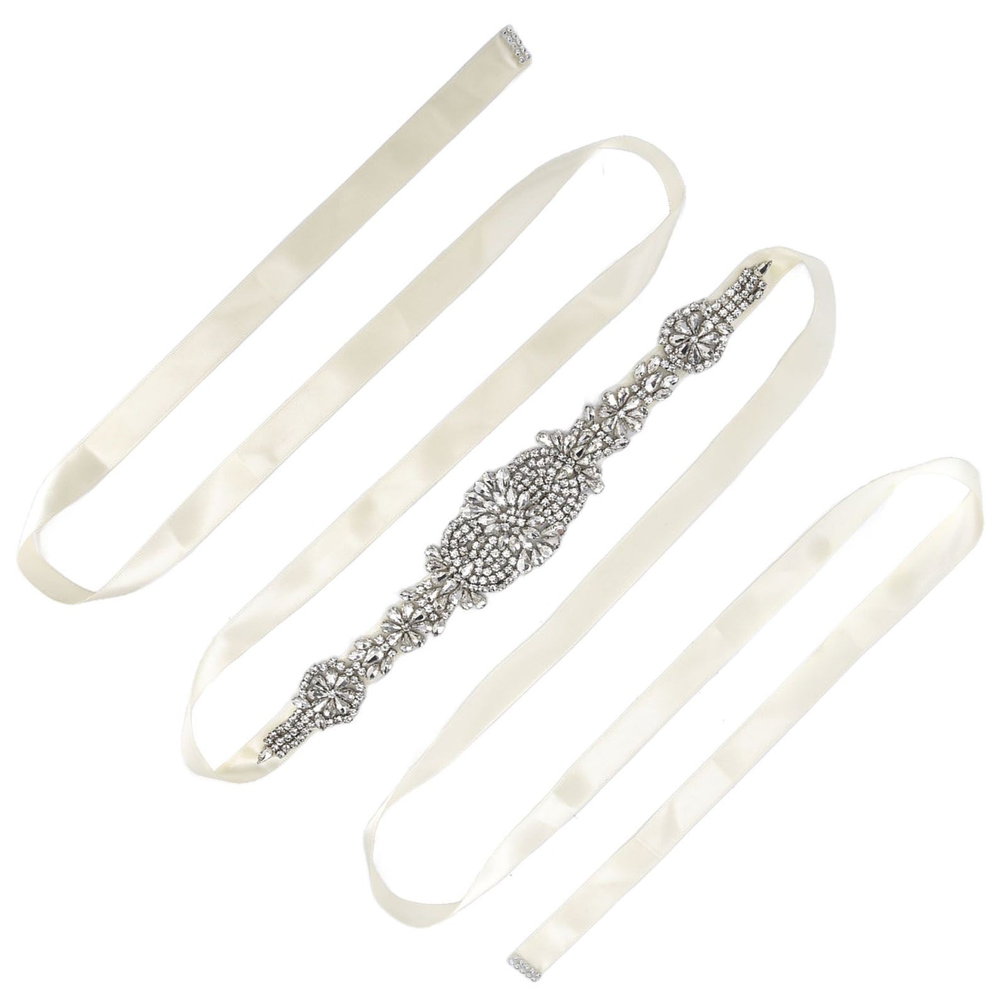 Rhinestone Wedding Dress Belt Elegant Waistbelt Clothes Accessories for Bride BridesmaidWhite