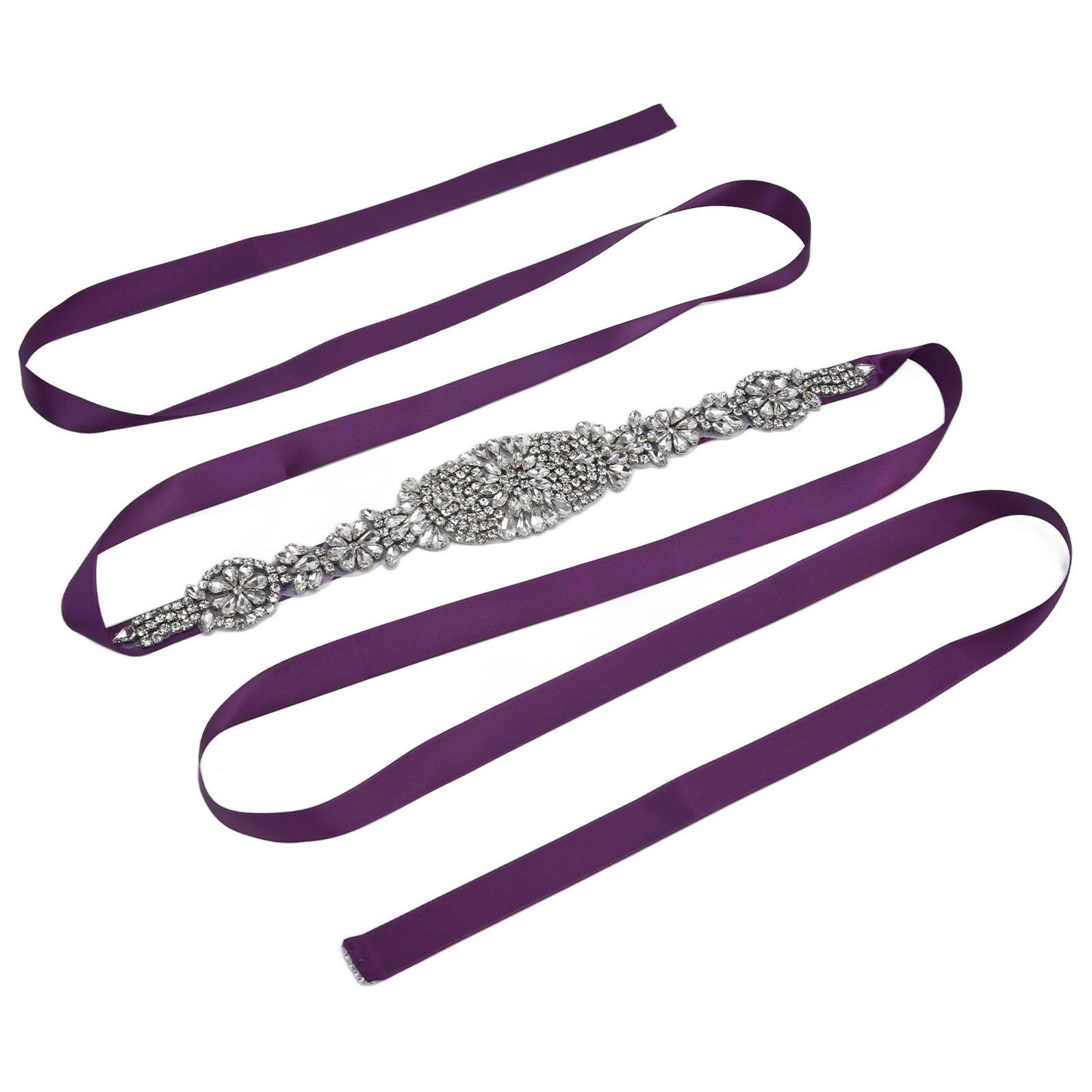 Rhinestone Wedding Dress Belt Elegant Waistbelt Clothes Accessories for Bride BridesmaidPurple