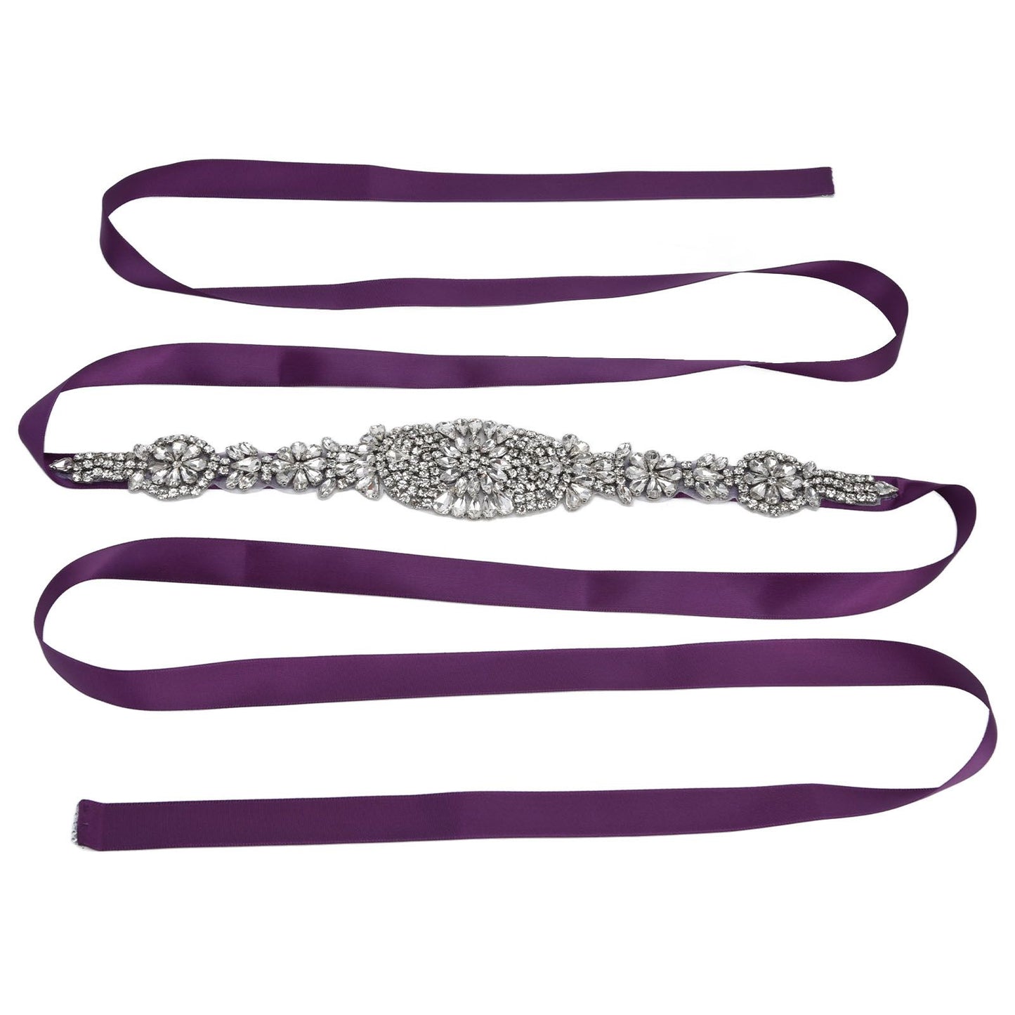 Rhinestone Wedding Dress Belt Elegant Waistbelt Clothes Accessories for Bride BridesmaidPurple