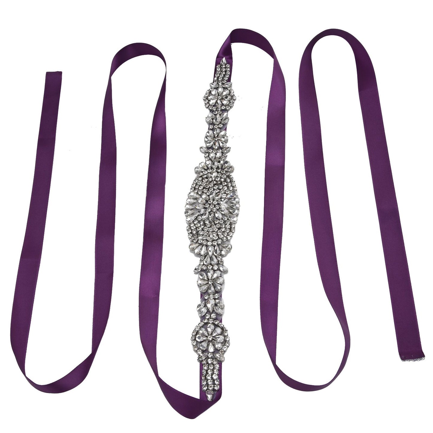 Rhinestone Wedding Dress Belt Elegant Waistbelt Clothes Accessories for Bride BridesmaidPurple