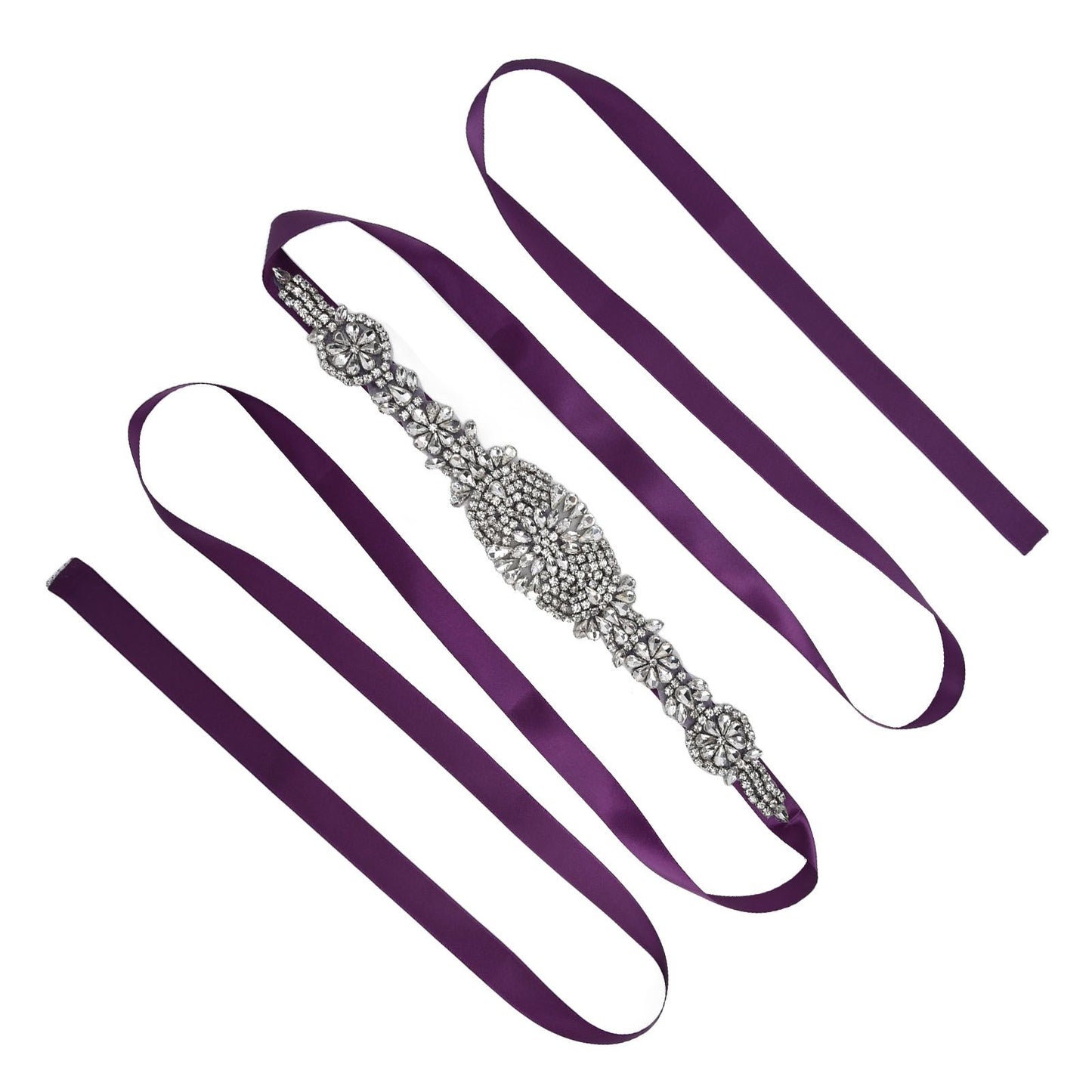 Rhinestone Wedding Dress Belt Elegant Waistbelt Clothes Accessories for Bride BridesmaidPurple