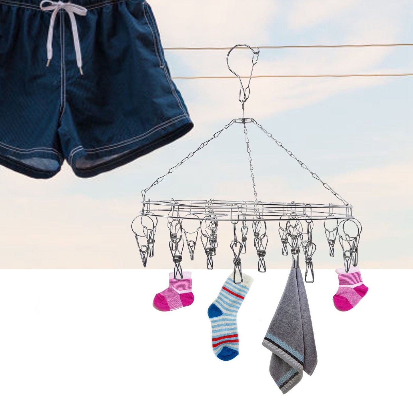 20 Clip Socks Rack Underwear Drying Hanger Stainless Steel Clothes Hanger Multifunctional Laundry Rack
