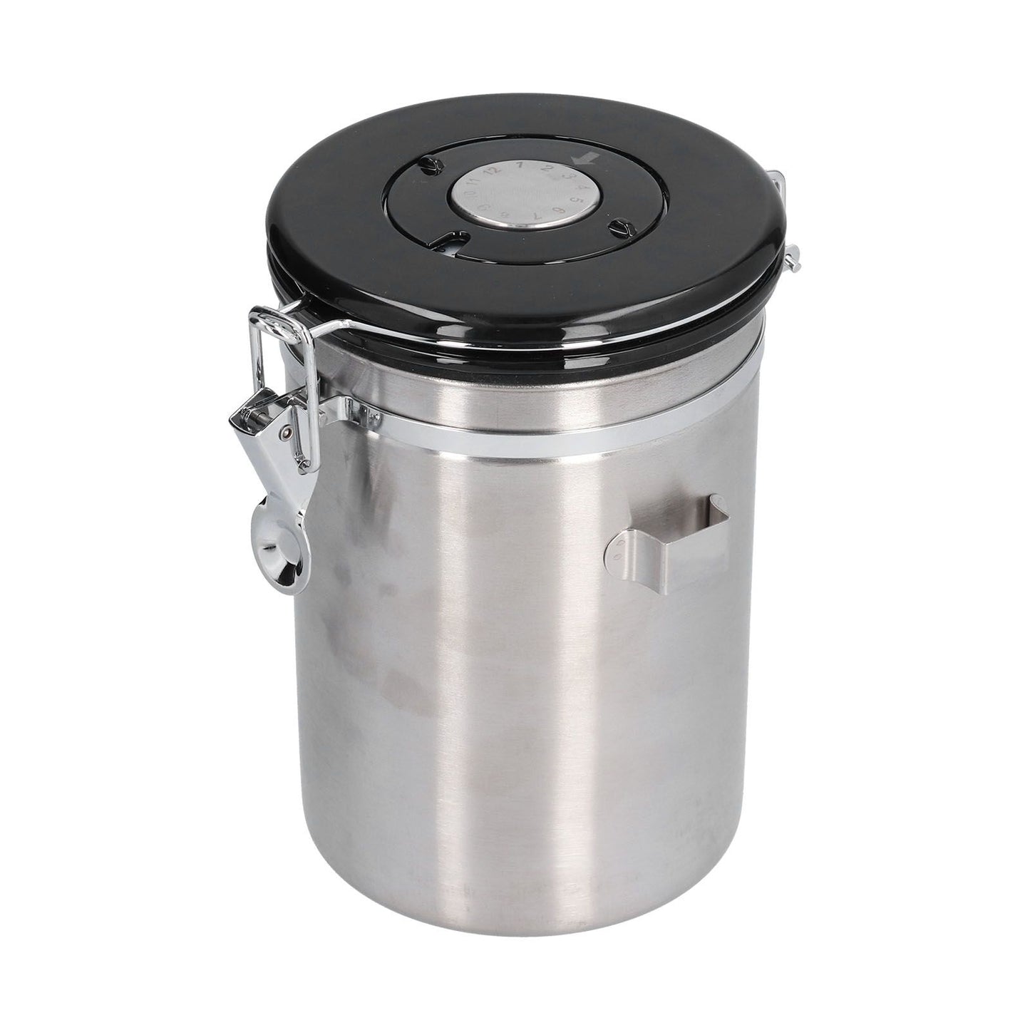 Stainless Steel Coffee Canisters with Calendar Wheel Exhaustable Coffee Jar for Home Coffee Shop1.8L Silver Color