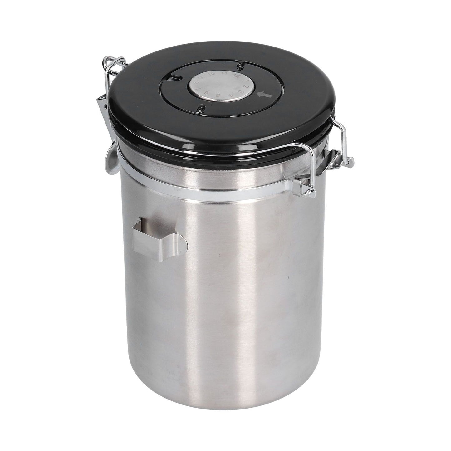 Stainless Steel Coffee Canisters with Calendar Wheel Exhaustable Coffee Jar for Home Coffee Shop1.8L Silver Color