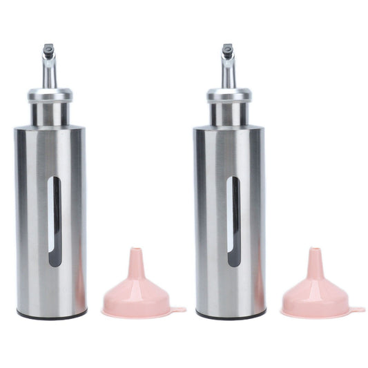 Oil Dispenser Bottle Stainless Steel Easy Refill and Cleaning Modern Olive Oil Dispenser for Vinegar Sauce290ML