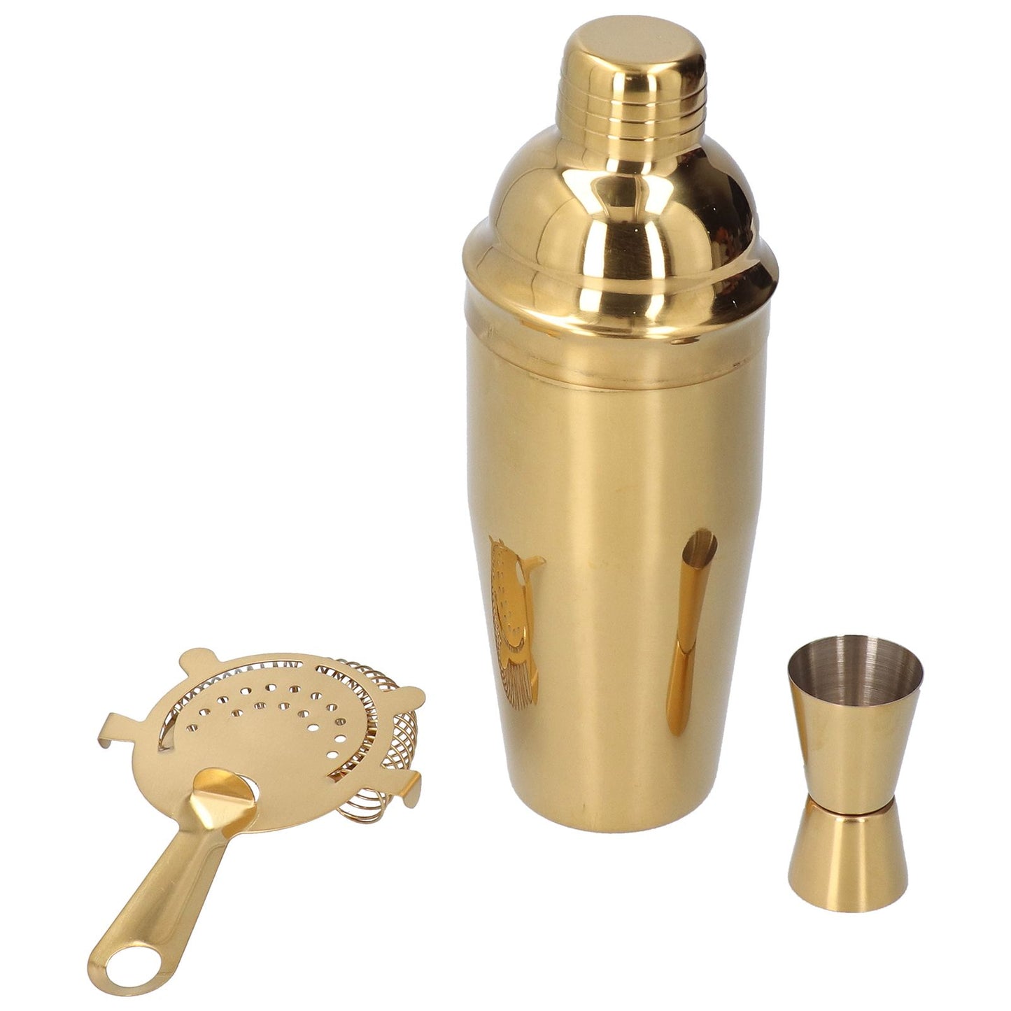 Cocktail Set Fashionable 750ml Stainless Steel Barware Tool Kit with Strainer Measure Cup Shaker for Bartender BarGolden Set
