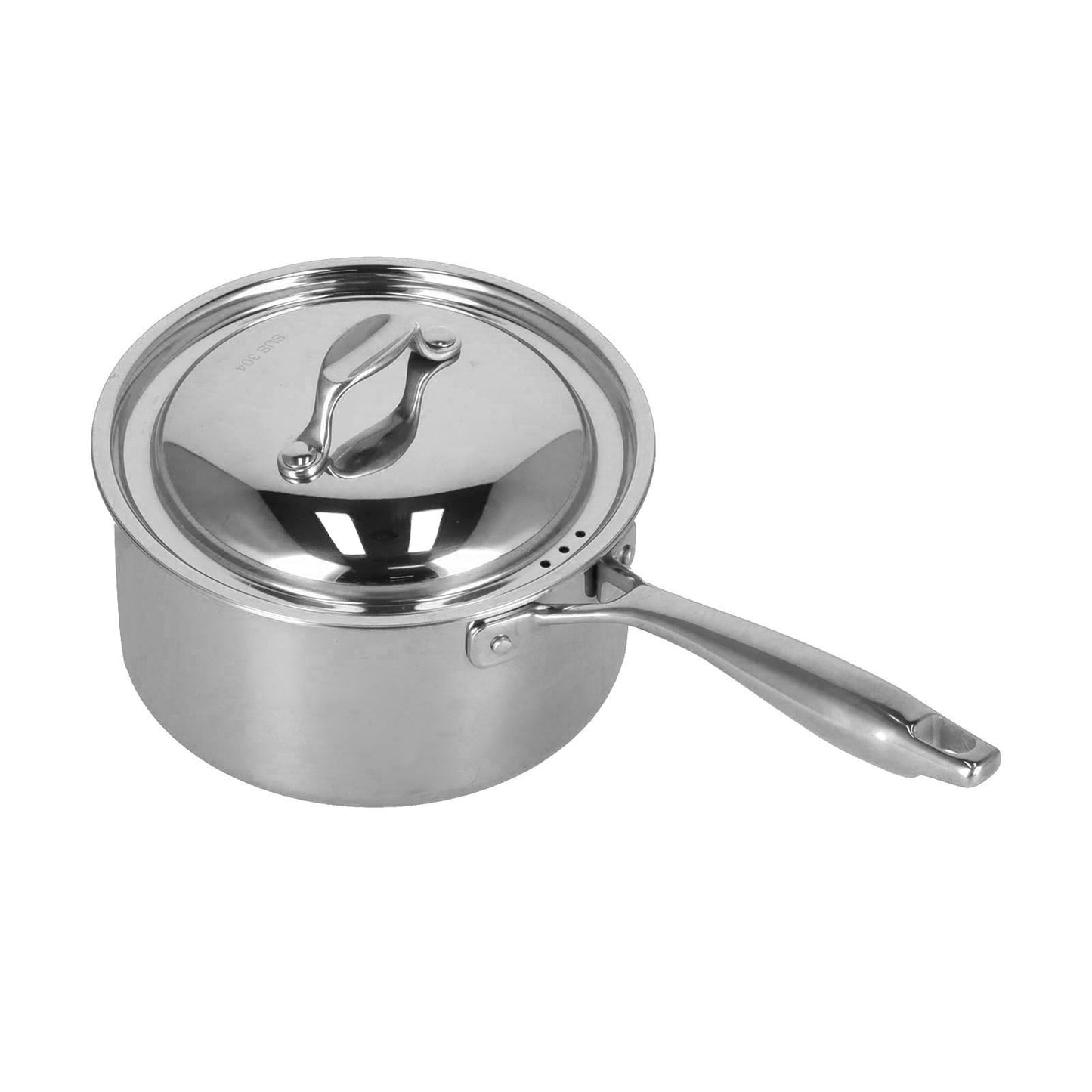 Sauce Pan 304 Stainless Steel Anti Slip Multipurpose Thicken Milk Pot with Lid for KitchenNatural Color