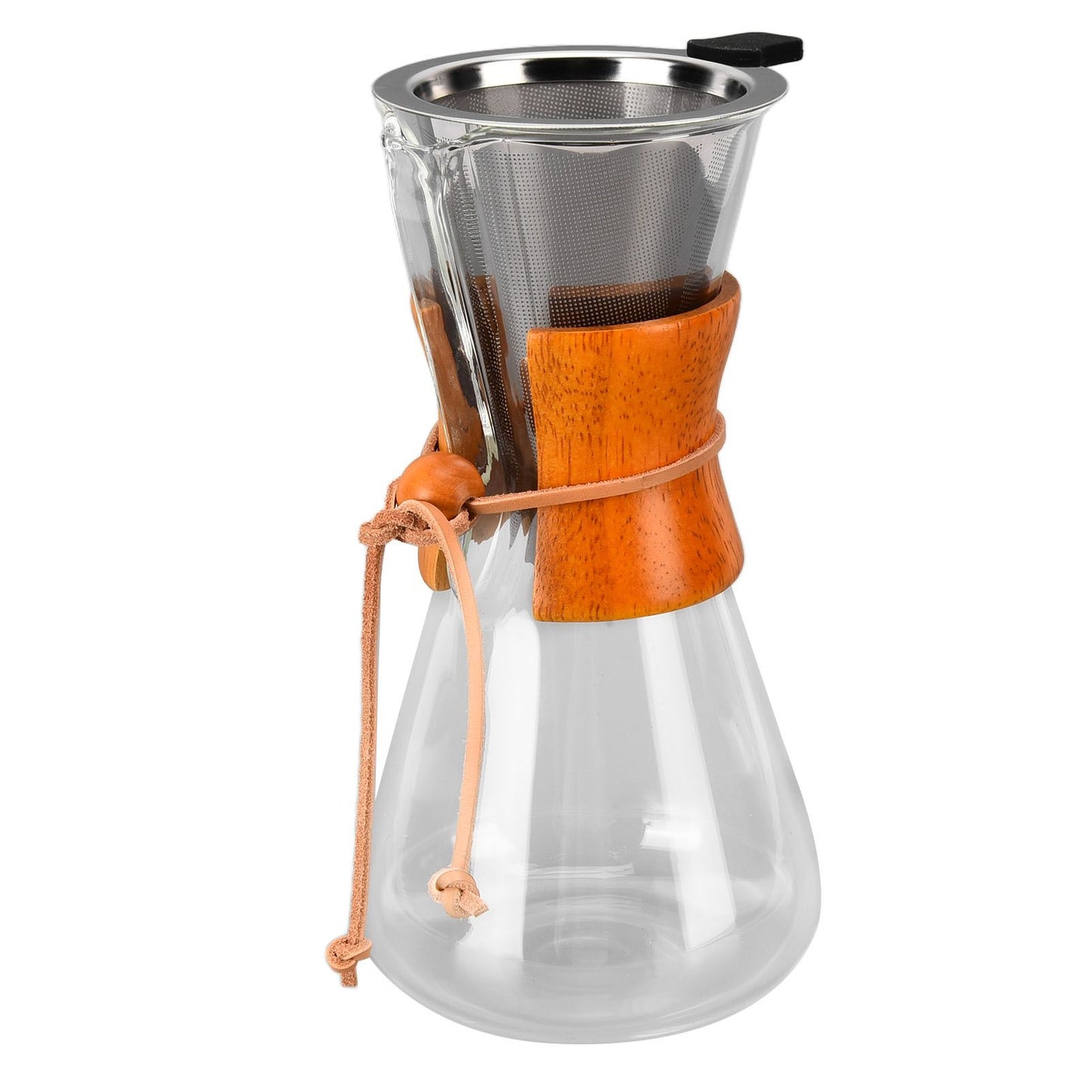 550ml Pour Over Coffee Dripper Bamboo Classic Heat Resistant Glass Coffee Maker for Home Office Coffee Shop