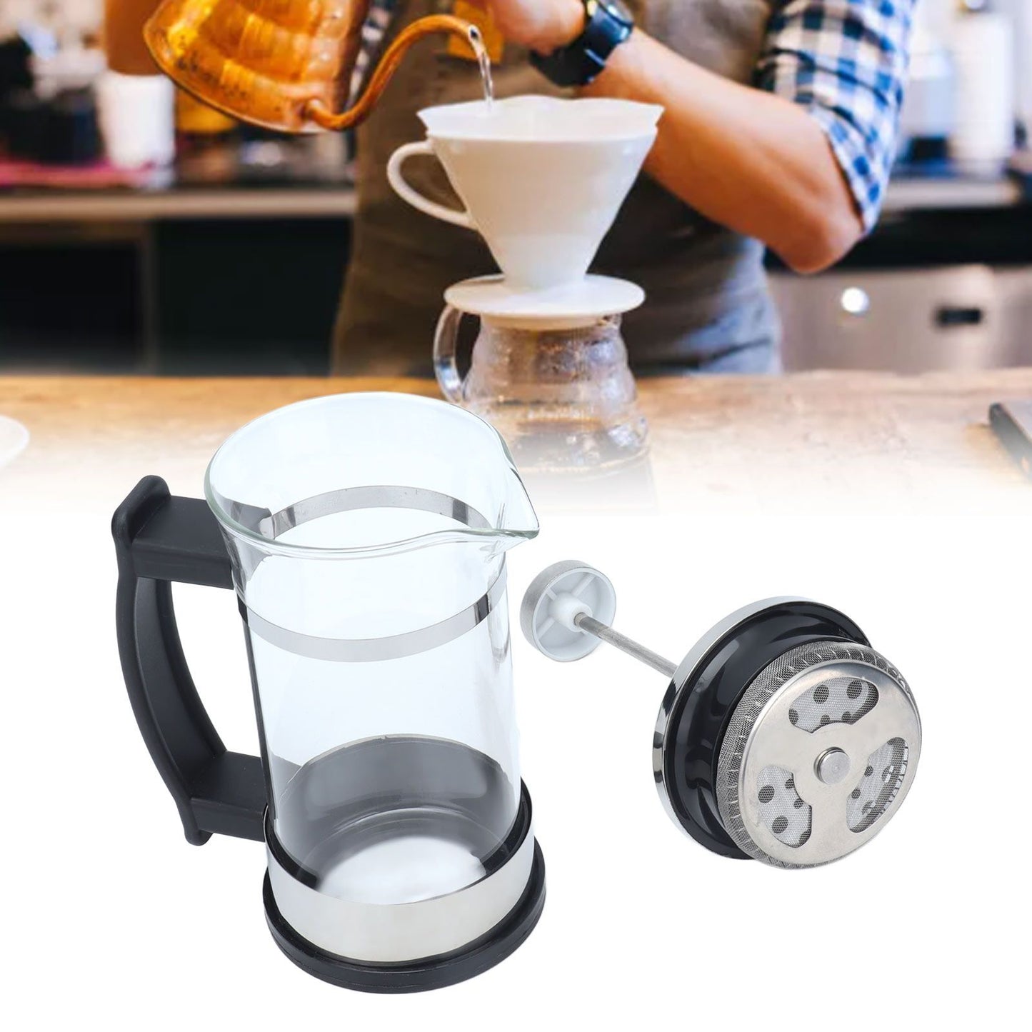 350ml Hand Brewing Coffee Press Pot Heat Resistant Coffee Tea Maker Pot Kettle for Home Office