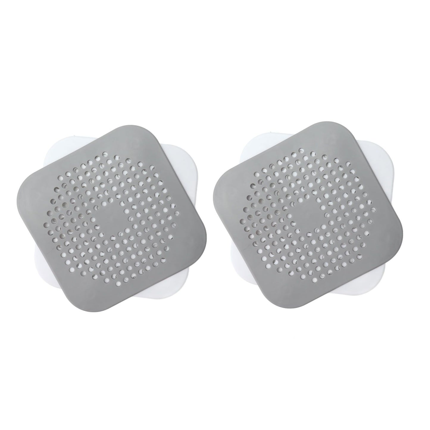 4 Pcs Drain Hair Catcher Square TPR Shower Hair Stopper with Suction Cup for Bathroom Bathtub Kitchen Grey and White