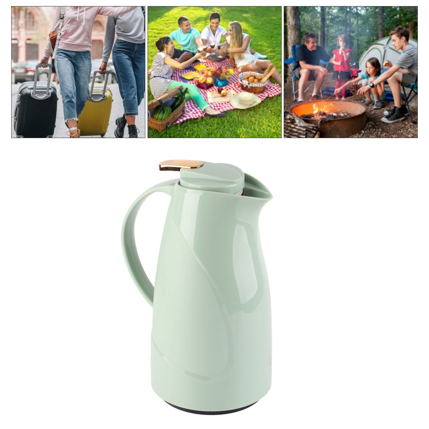 1.6L Coffee Insulation Pot with Glass Liner Leaking Proof Coffee Kettle for Home Office Restaurant Party