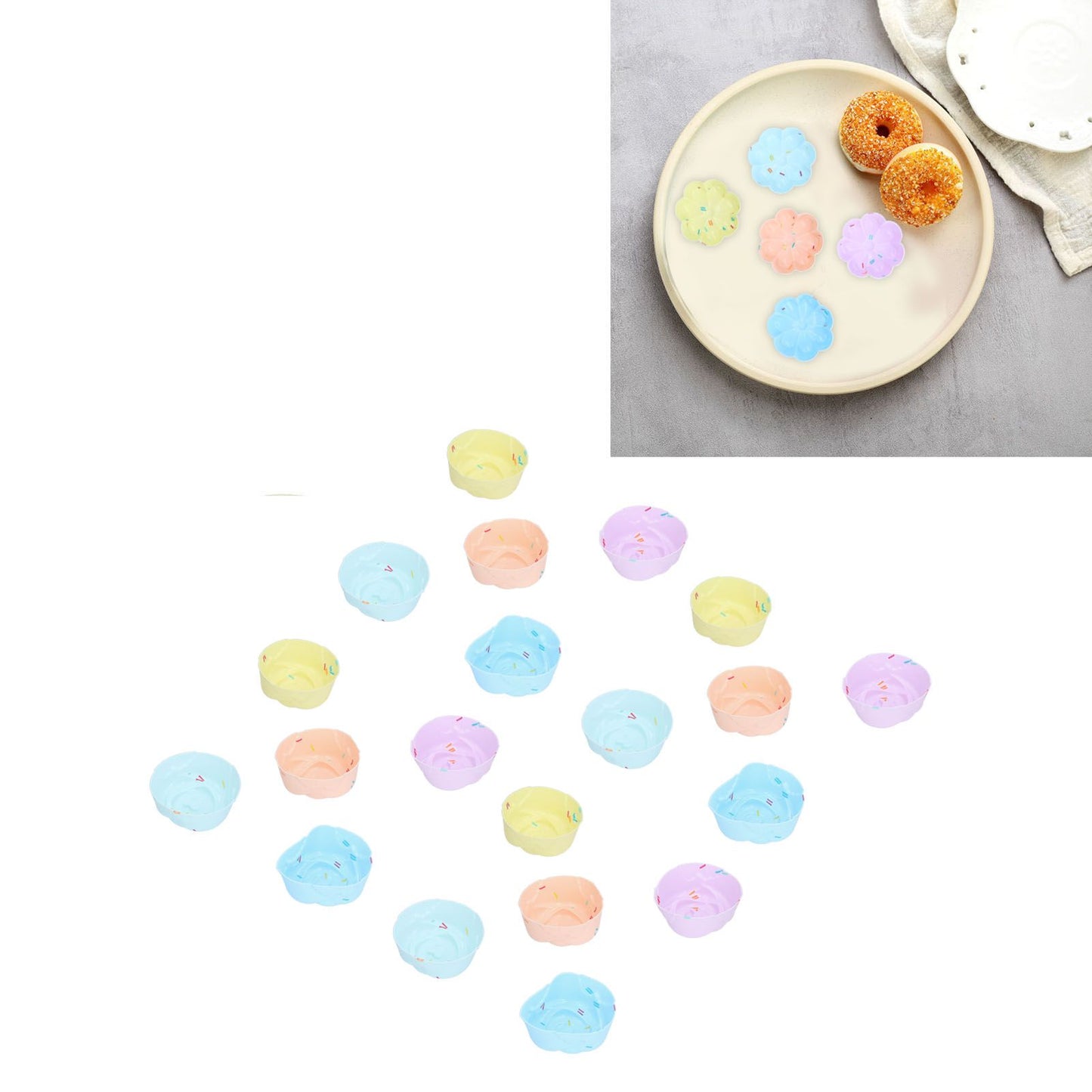 20Pcs Cupcake Baking Mould Silicone Muffin Cups Cupcake Moulds Jelly Pudding MoldRose Set