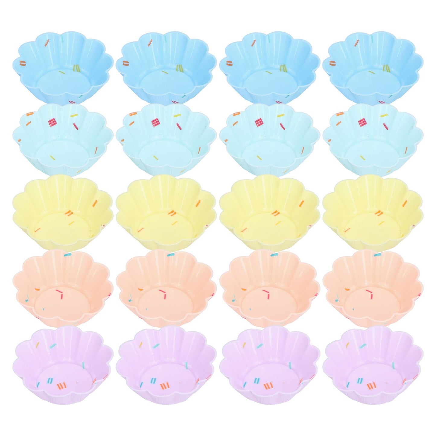 20Pcs Small Cake Cup Baking Mold Reusable Easy Clean Silicone Mini Cupcake Holders10 Petal Flower Set