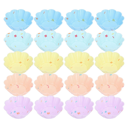 20Pcs Small Cake Cup Baking Mold Reusable Easy Clean Silicone Mini Cupcake Holders10 Petal Flower Set