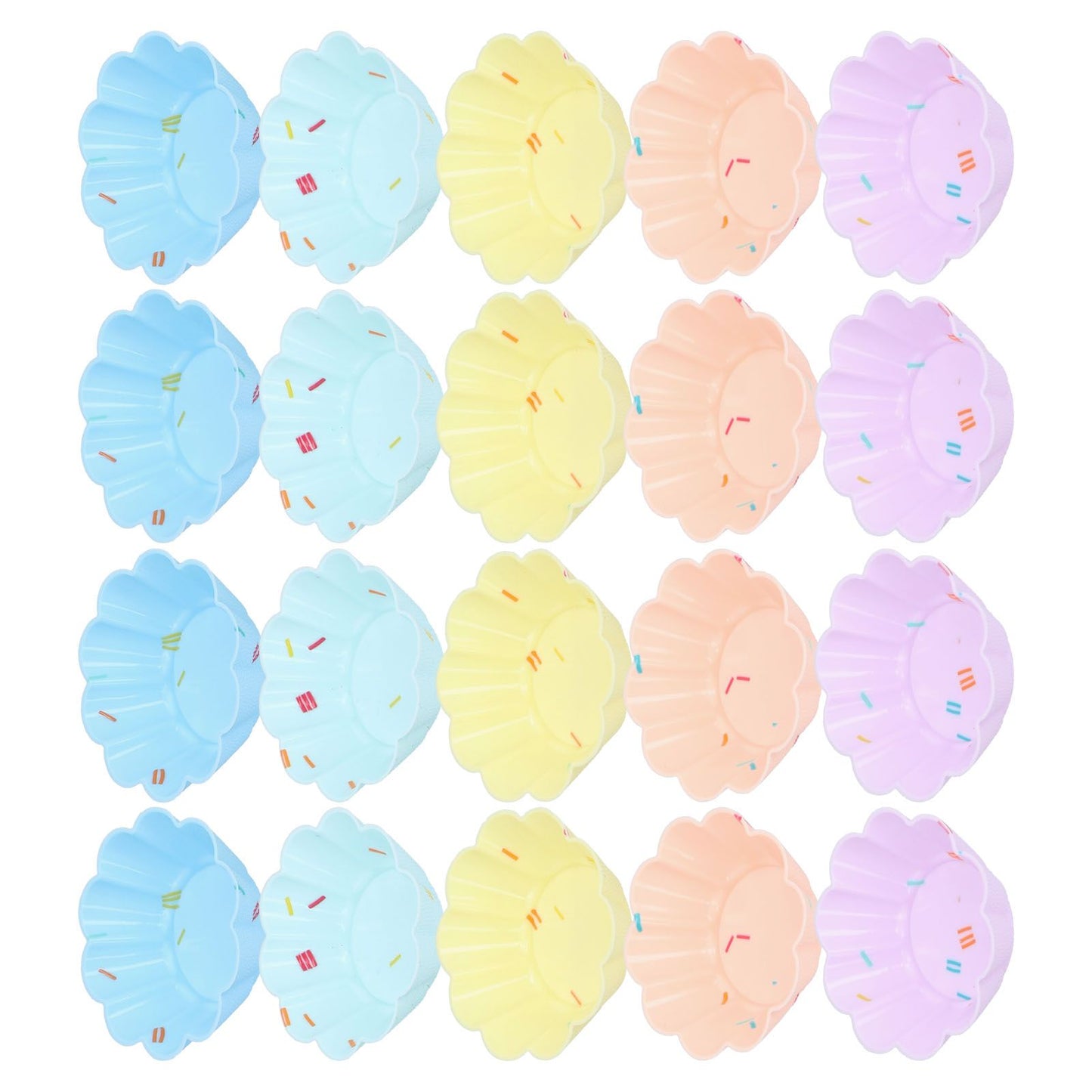 20Pcs Small Cake Cup Baking Mold Reusable Easy Clean Silicone Mini Cupcake Holders10 Petal Flower Set