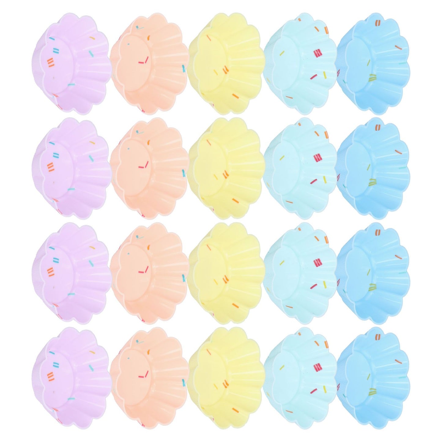 20Pcs Small Cake Cup Baking Mold Reusable Easy Clean Silicone Mini Cupcake Holders10 Petal Flower Set