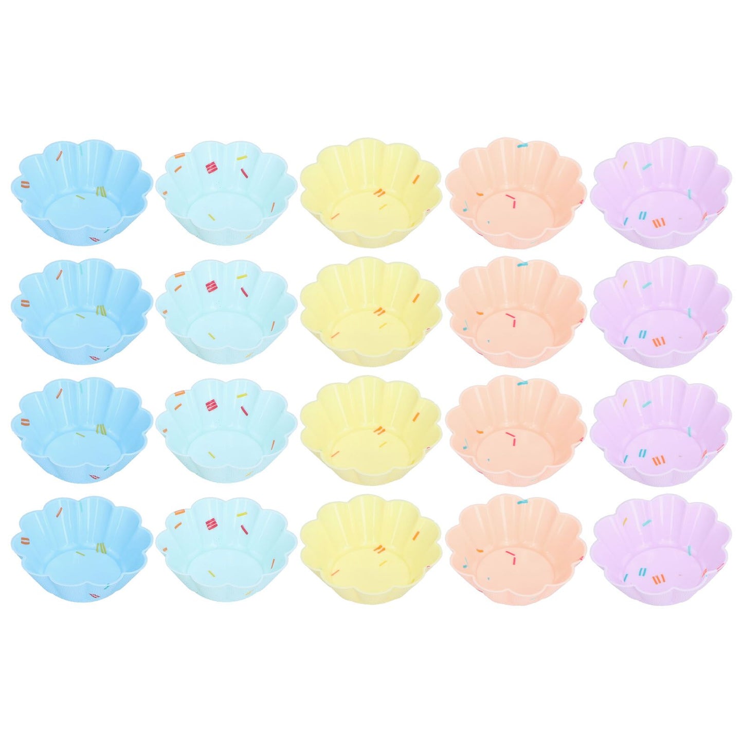 20Pcs Small Cake Cup Baking Mold Reusable Easy Clean Silicone Mini Cupcake Holders10 Petal Flower Set