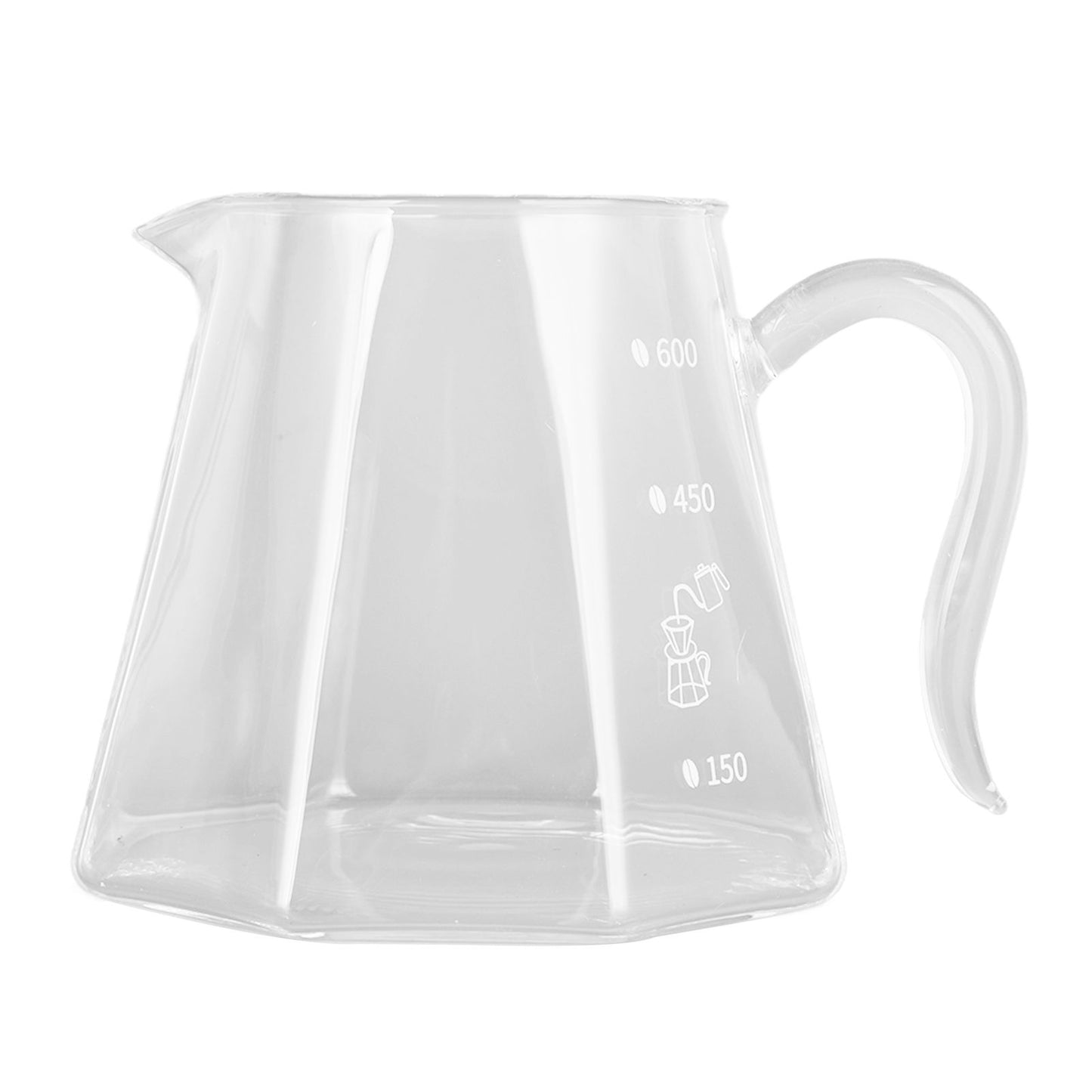 600ml Hand Drip Coffee Glass Cup with Unique Eagle Beak Handles for Making Coffee