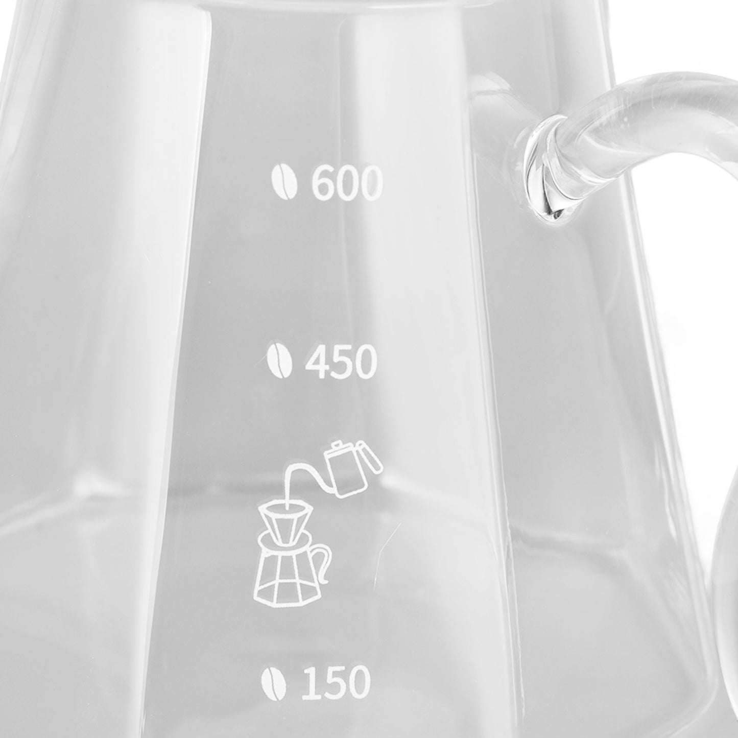600ml Hand Drip Coffee Glass Cup with Unique Eagle Beak Handles for Making Coffee