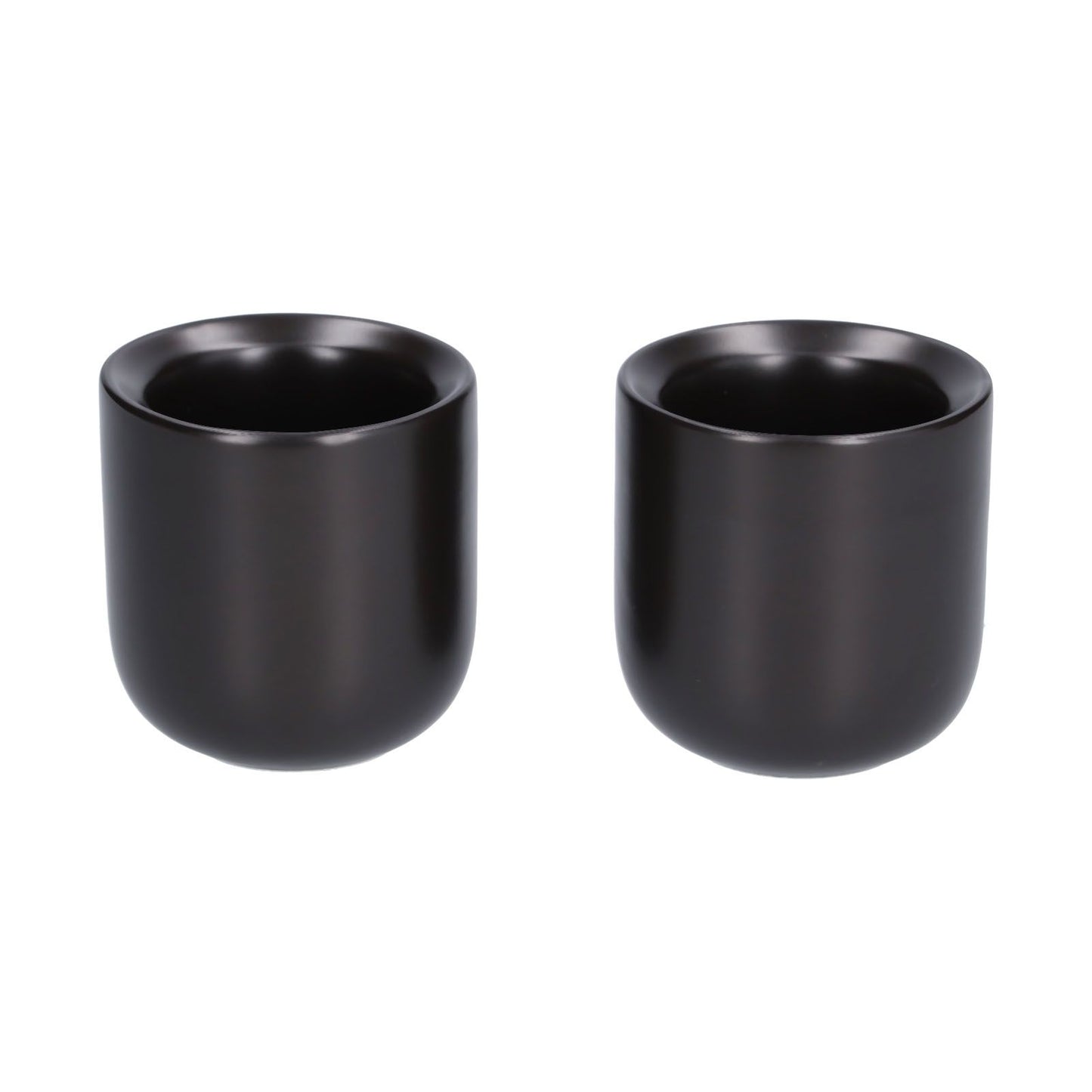 2Pcs Bevel Ceramic Coffee Cup 100ml Thickened Hand Made Coffee Mug for Home Office RestaurantMatte Black