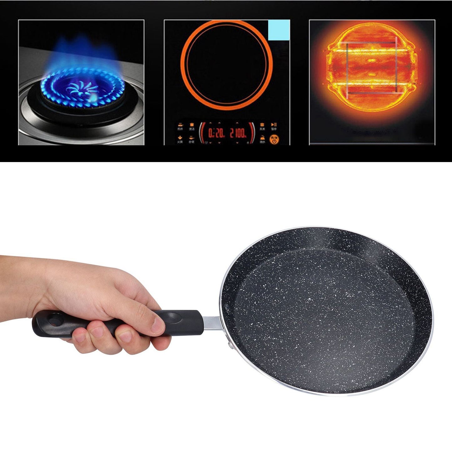 6in Frying Pan Flat Bottomed Pancake Pan Medical Stone Nonstick Frying Pan for Kitchen Induction Cooker