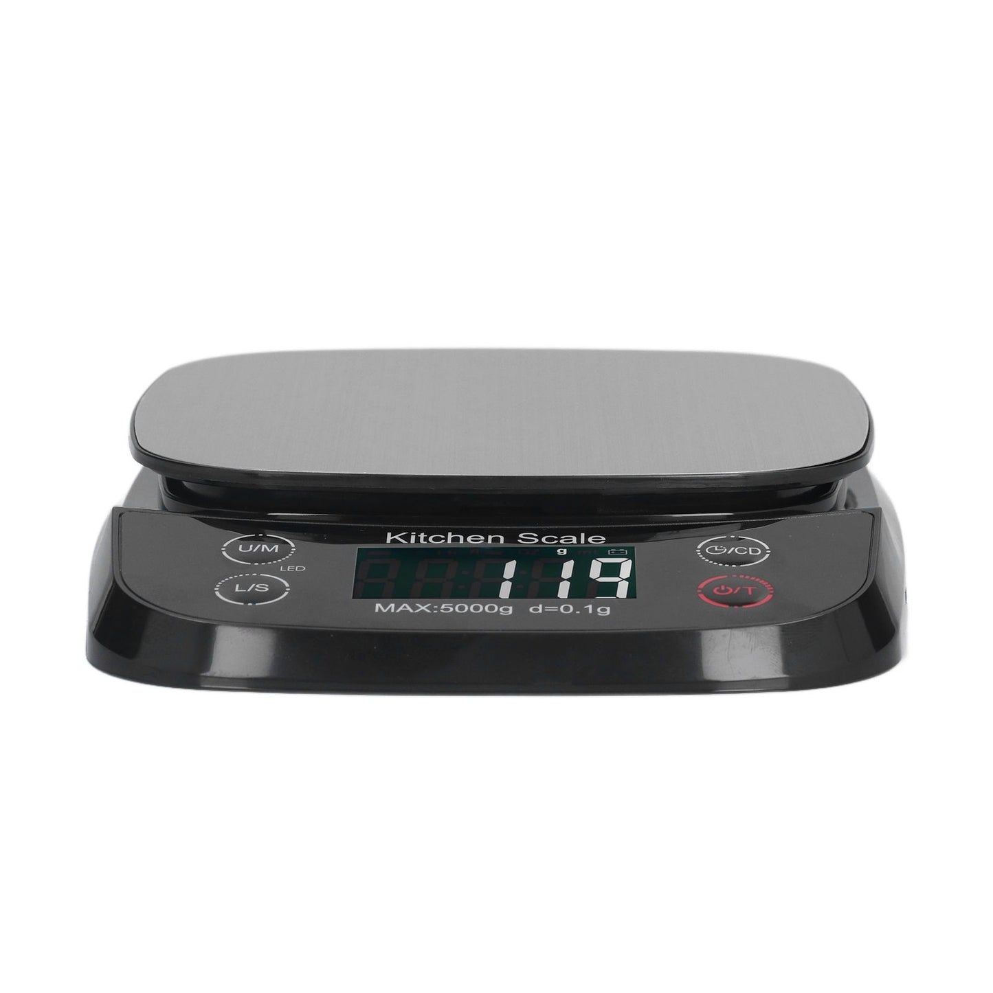 Kitchen Digital Scale Household Stainless Steel Rechargeable Baking Scale for Weighing Food Black5kg/0.1g