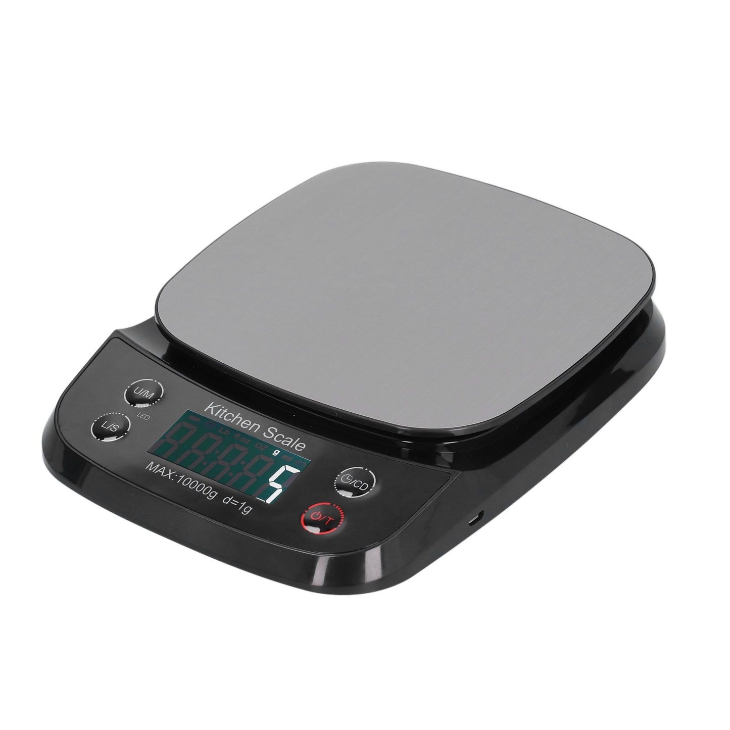 Kitchen Digital Scale Household Stainless Steel Rechargeable Baking Scale for Weighing Food Black10kg/1g