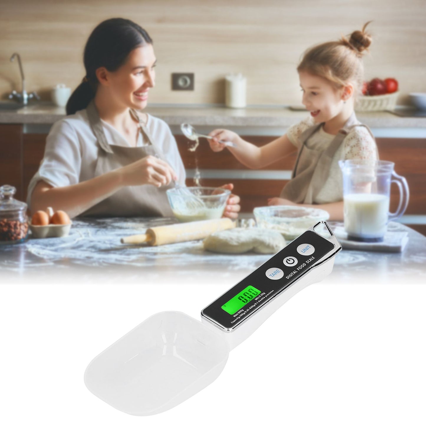 Digital Spoon Scale Household Portable Stainless Steel Kitchen Baking Scale for Flour Tea Spices 500g/0.1gBlack