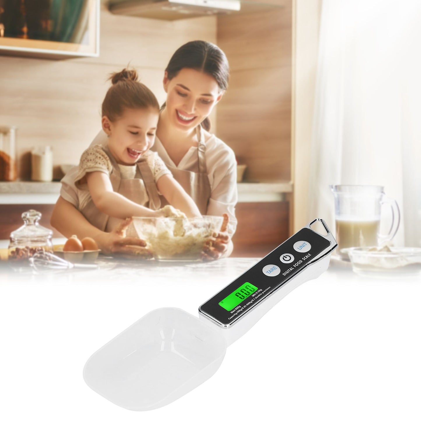 Digital Spoon Scale Household Portable Stainless Steel Kitchen Baking Scale for Flour Tea Spices 500g/0.1gBlack