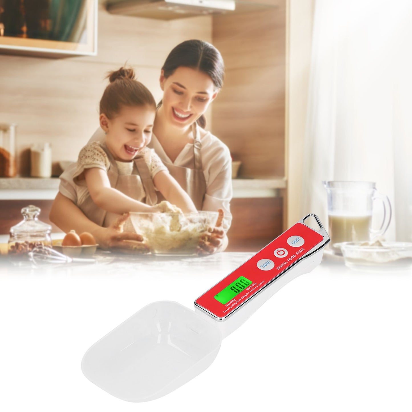 Digital Spoon Scale Household Portable Stainless Steel Kitchen Baking Scale for Flour Tea Spices 500g/0.1gRed