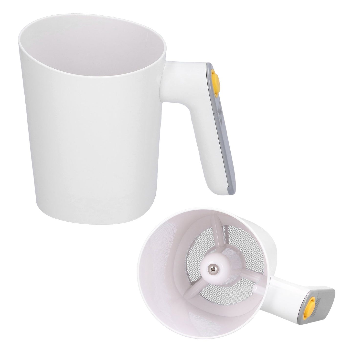 Flour Sieve 2 Using Modes Handheld Electric Cup Shape White Powder Sieve for Home Baking Flour Icing Sugar