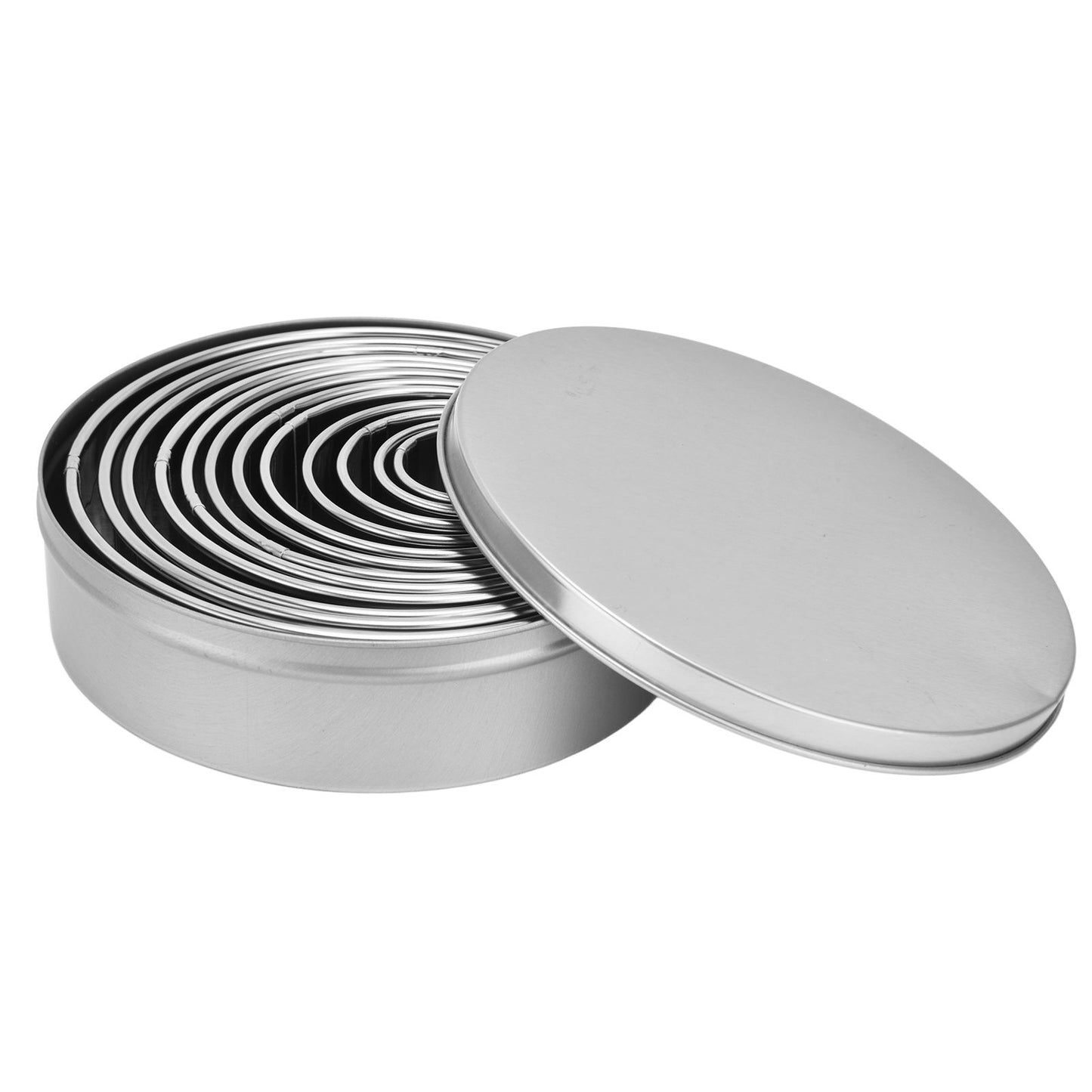 12pcs Portable Round Cookie Molds Mousse Cake Ring Mould Stainless Steel Baking Accessories