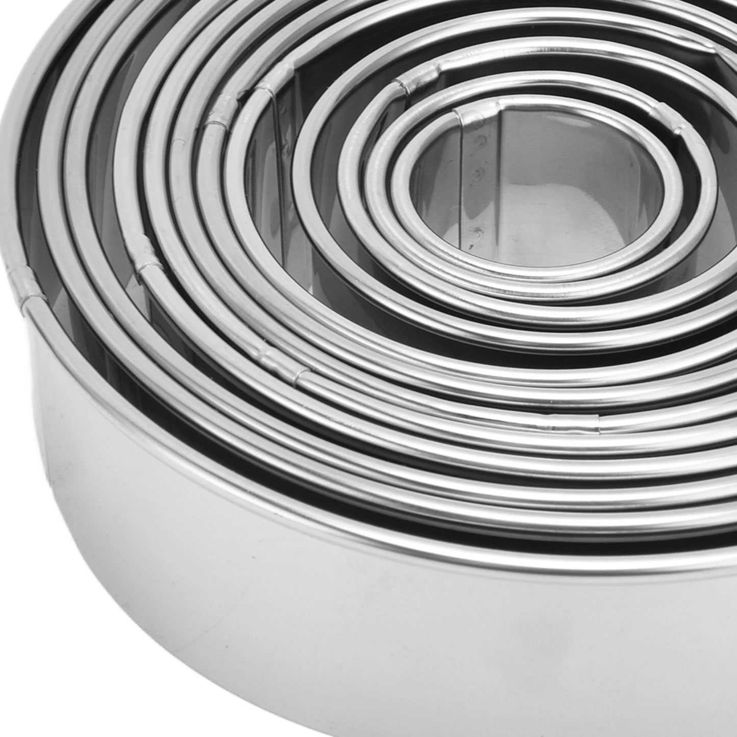 12pcs Portable Round Cookie Molds Mousse Cake Ring Mould Stainless Steel Baking Accessories