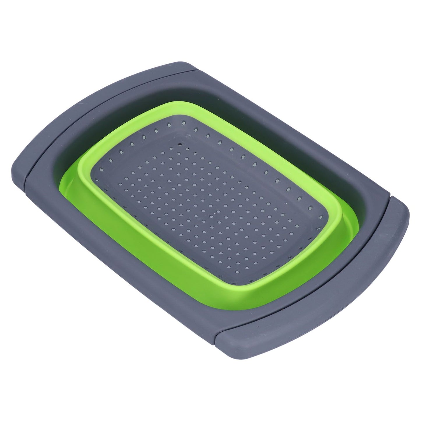 Green Foldable Drain Basket Silicone Collapsible Fruit Vegetable Wash Strainer Basket for Home Kitchen