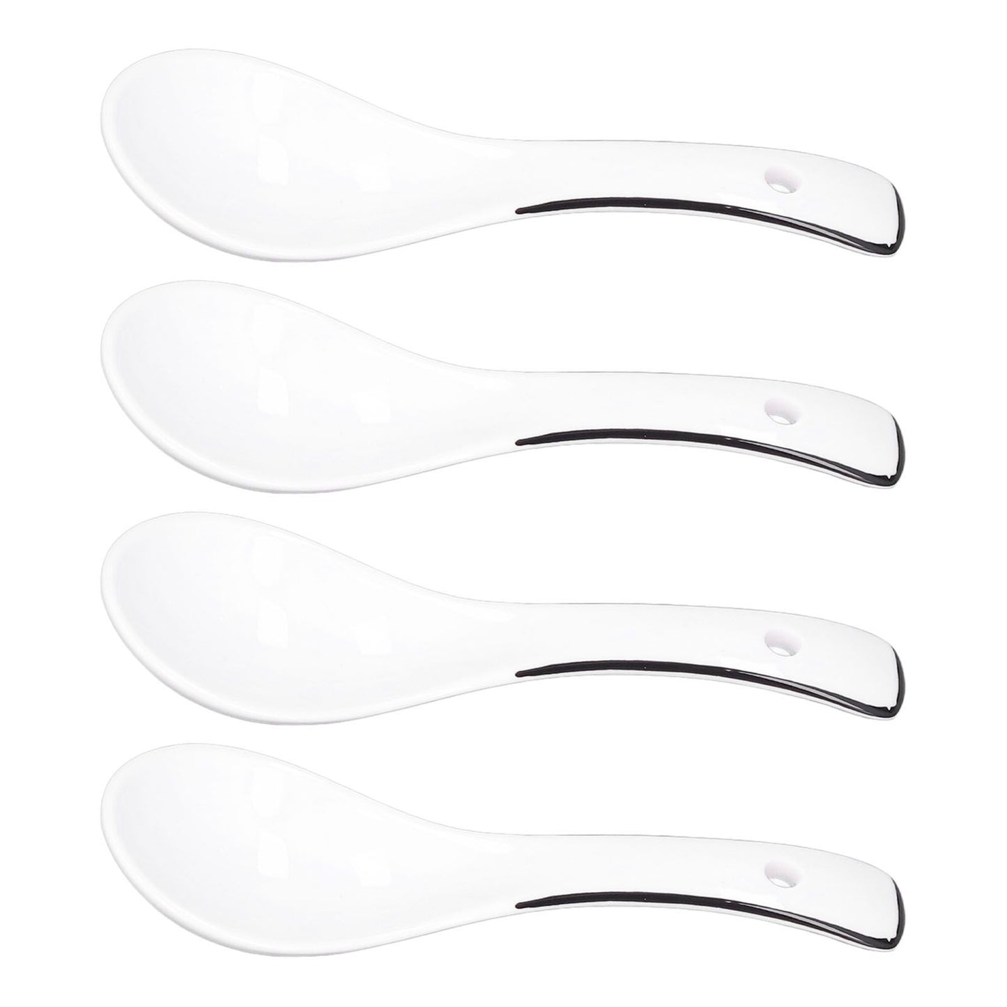 4PCS White Ceramic Spoon Coffee Scoop Dessert Ice Cream Scoop Tableware Spoon for Kitchen