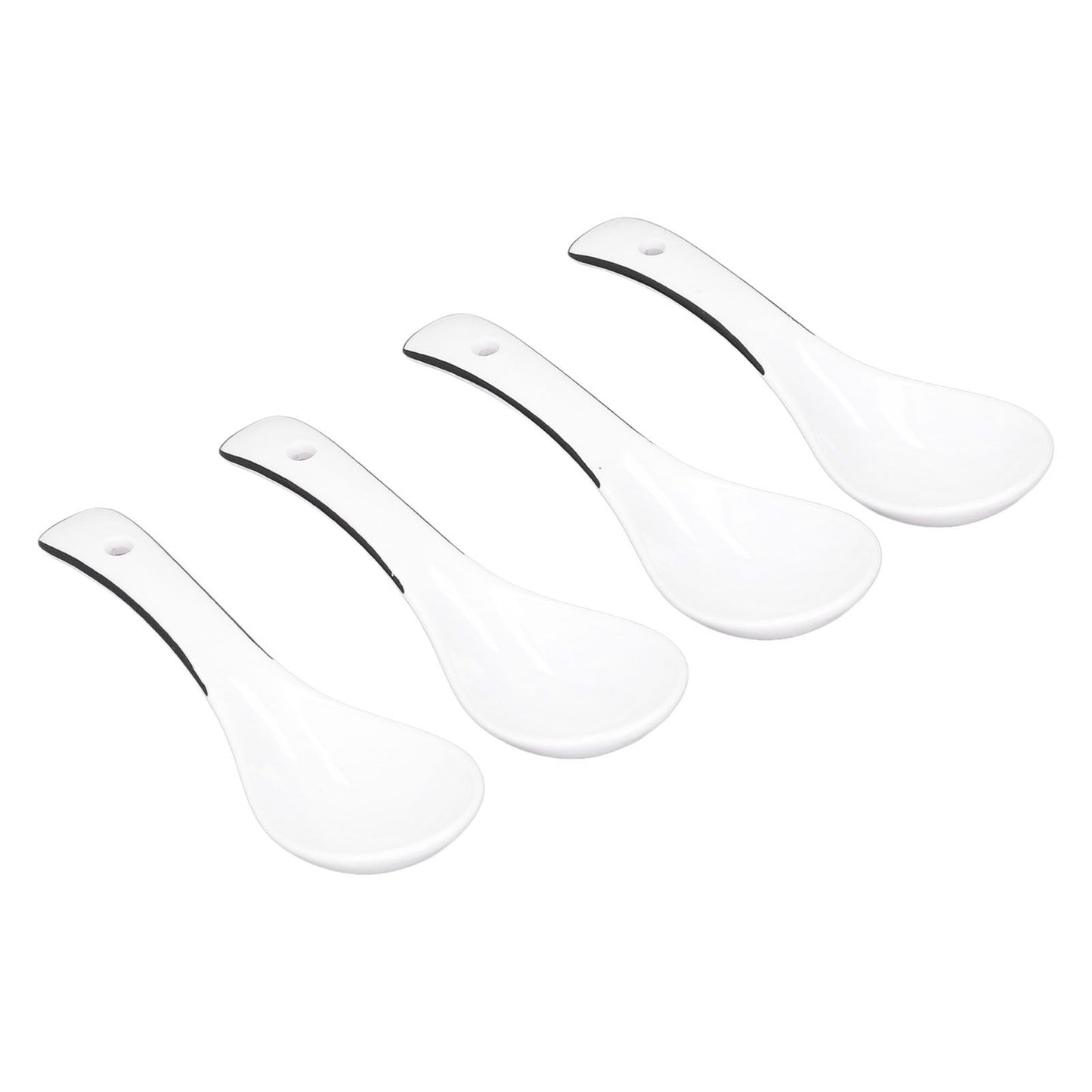 4PCS White Ceramic Spoon Coffee Scoop Dessert Ice Cream Scoop Tableware Spoon for Kitchen
