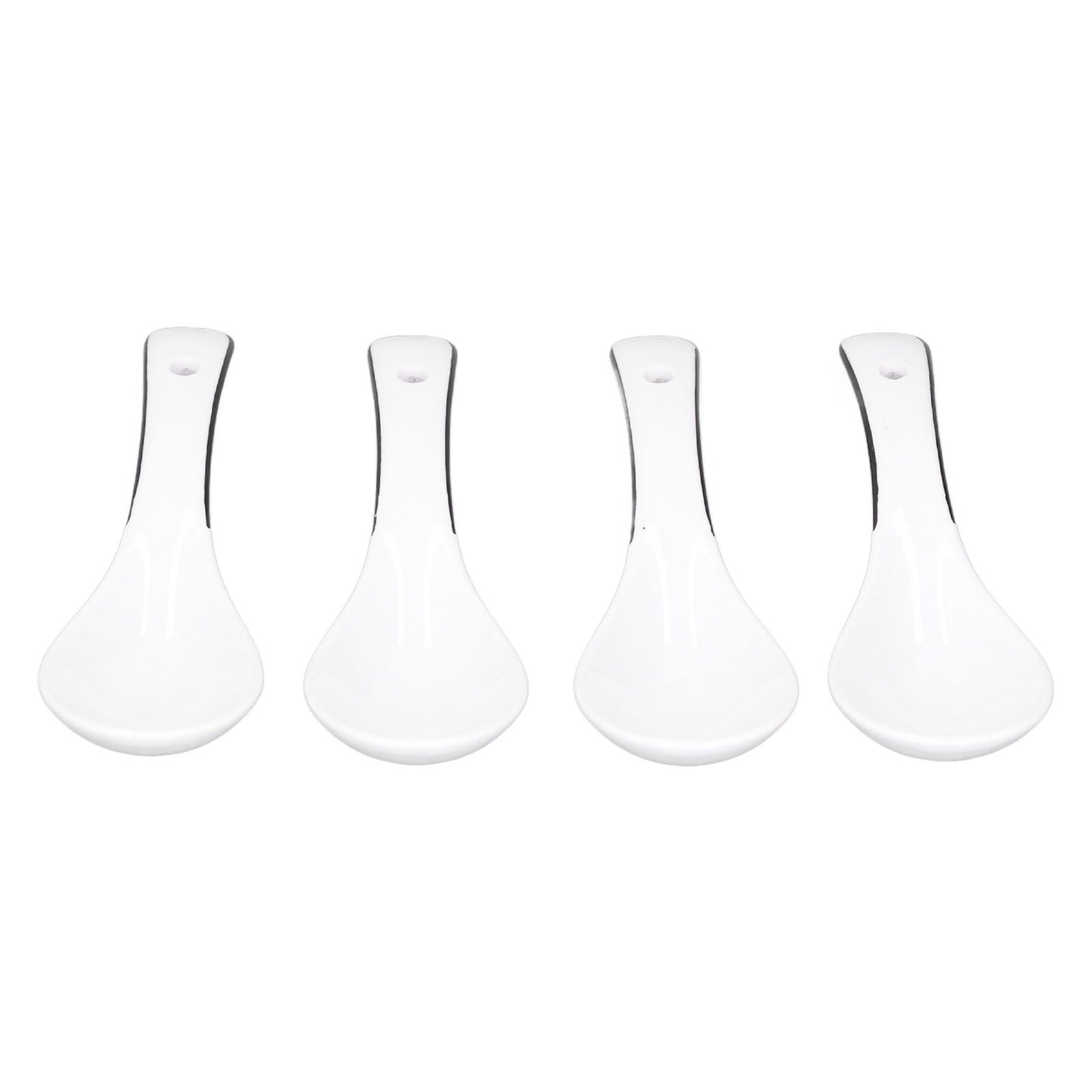 4PCS White Ceramic Spoon Coffee Scoop Dessert Ice Cream Scoop Tableware Spoon for Kitchen