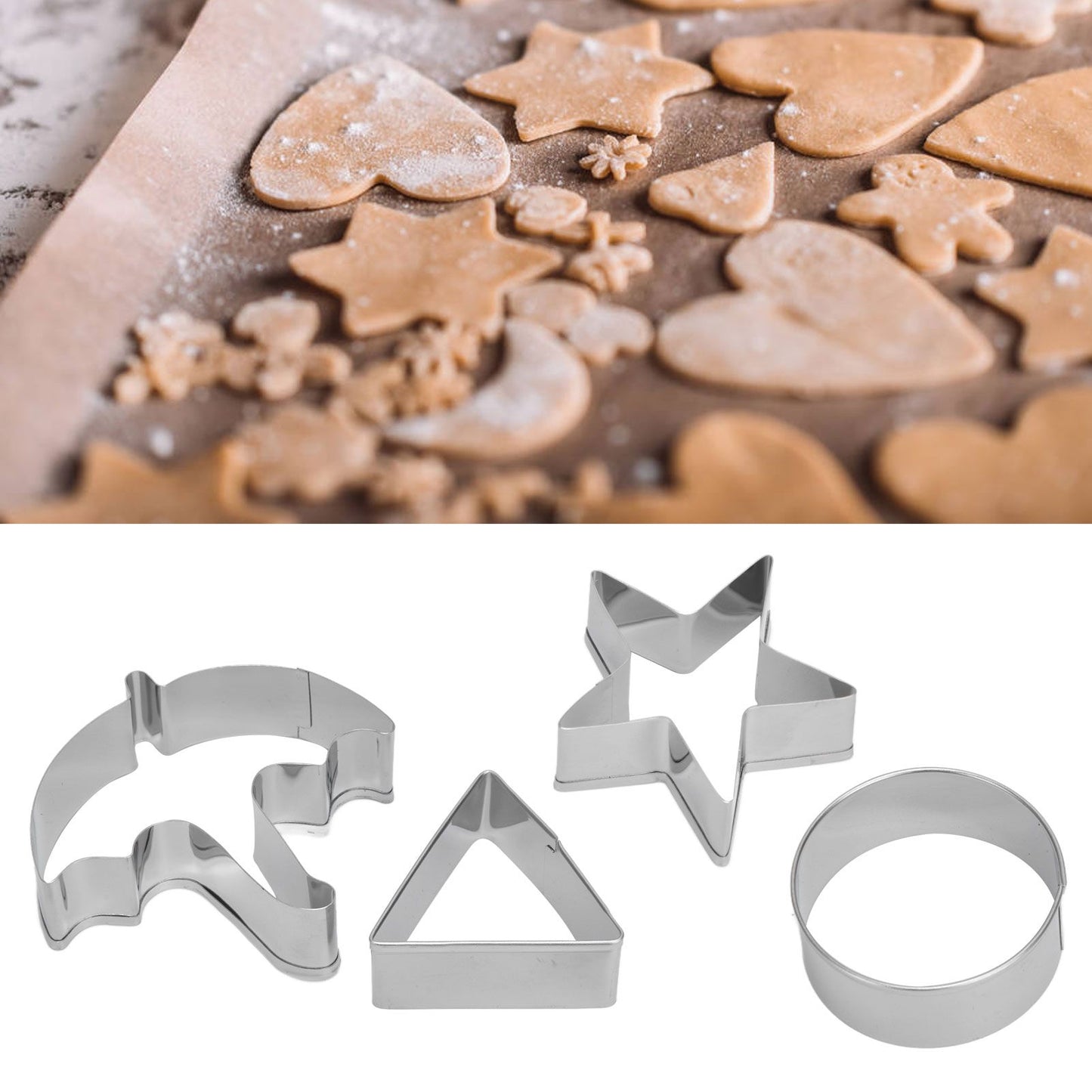 5Pcs/Set Sugar Candy Pie Mold Cutter Stainless Steel Cookies Chocolate Mold for Games Entertainment Silver